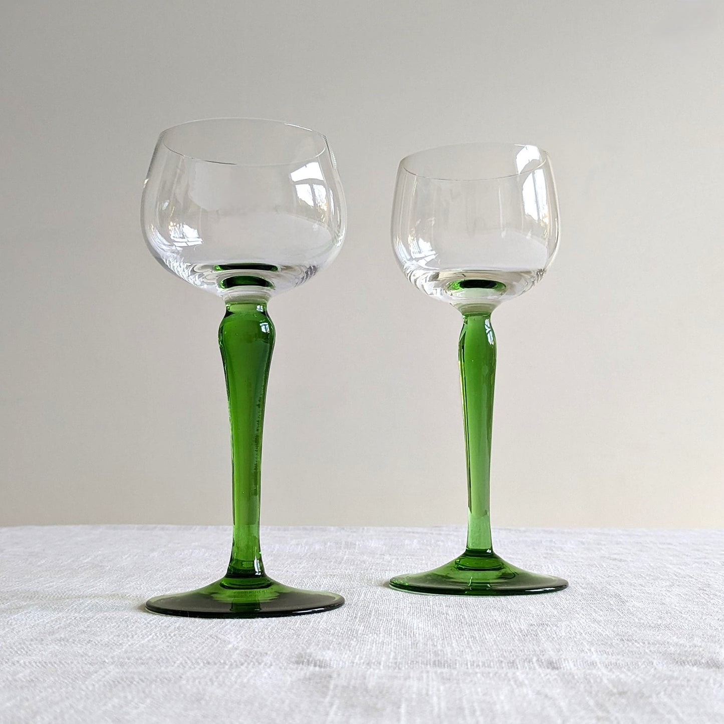 Mismatched Green Stem Glasses