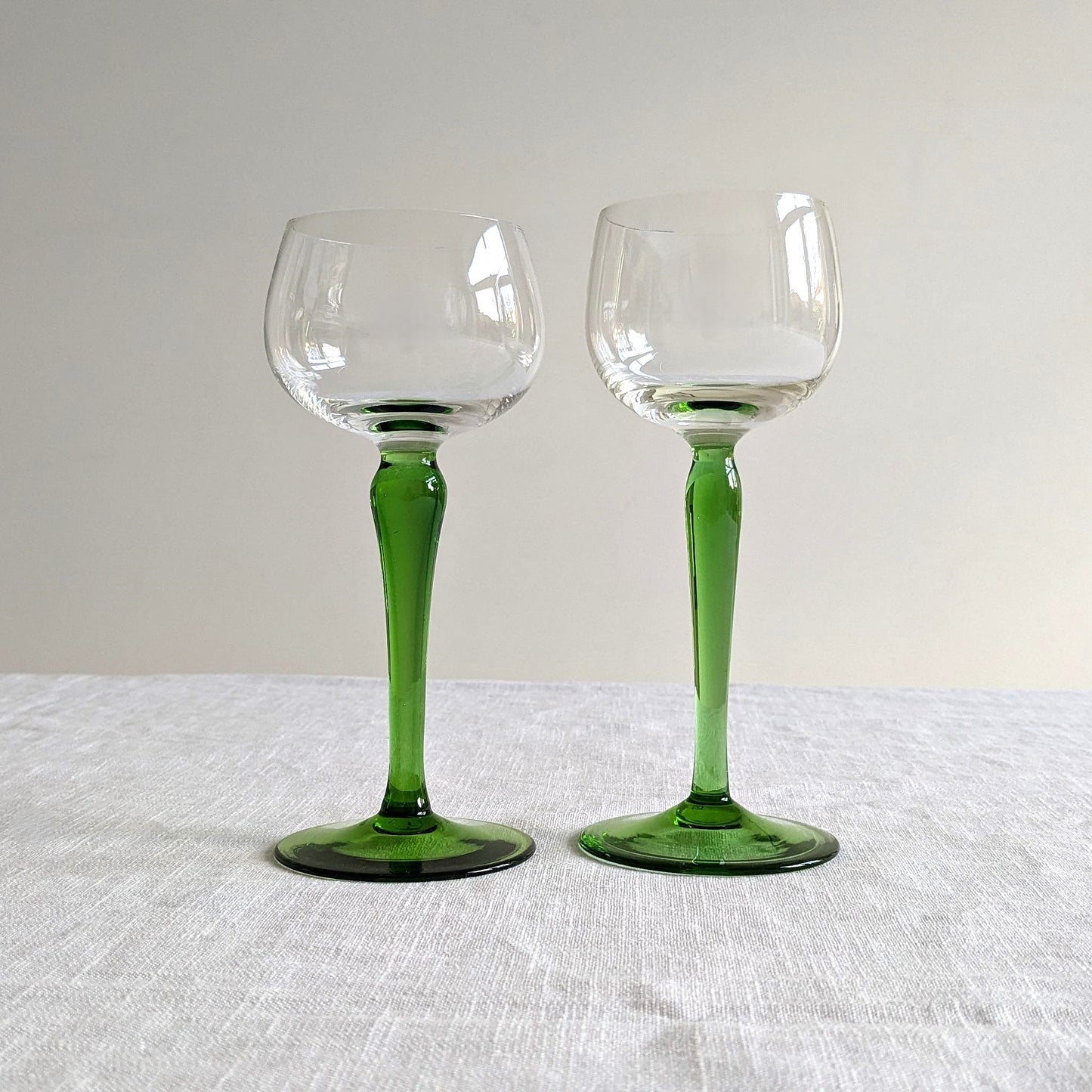 Mismatched Green Stem Glasses