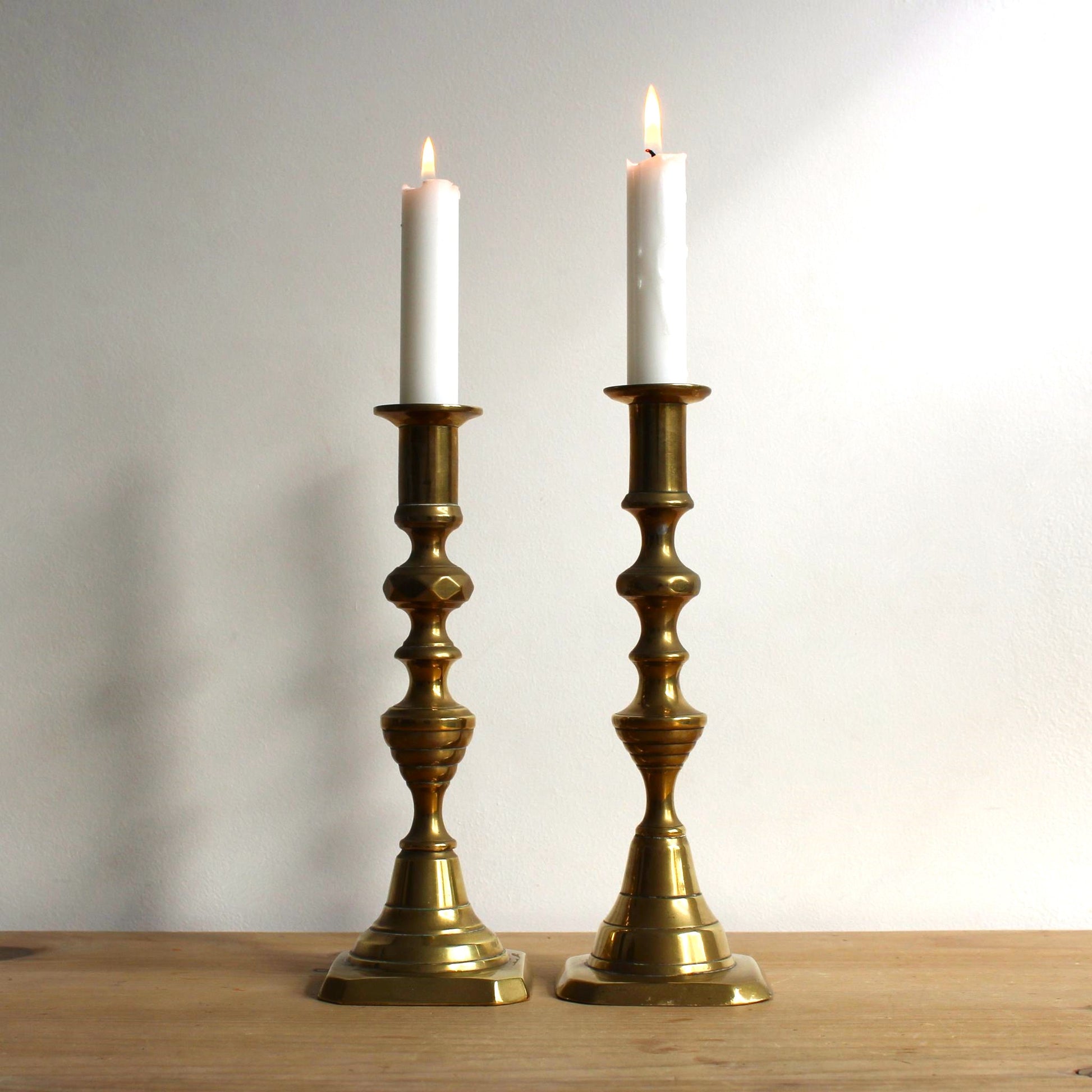 Unique Mismatched Vintage Brass Candlesticks