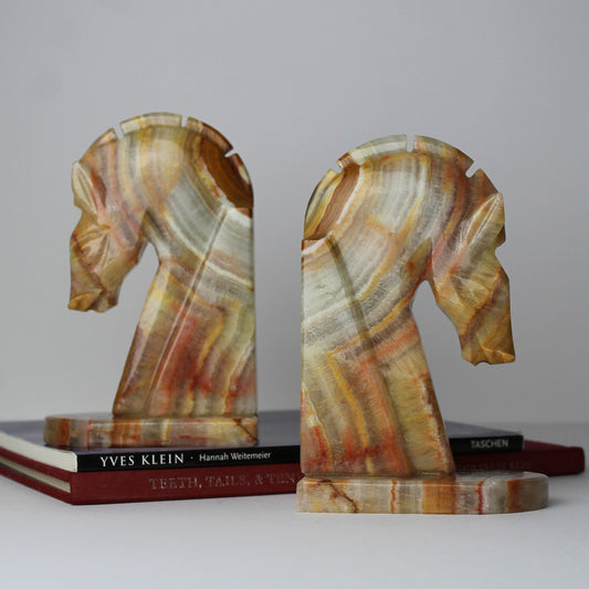 Onyx Horse Head Bookends