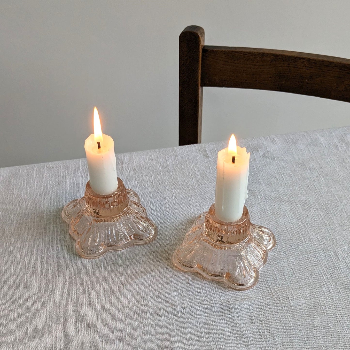 Peach Glass Candle Holders