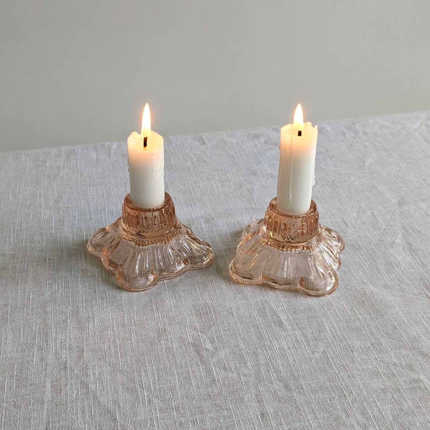 Peach Glass Candle Holders