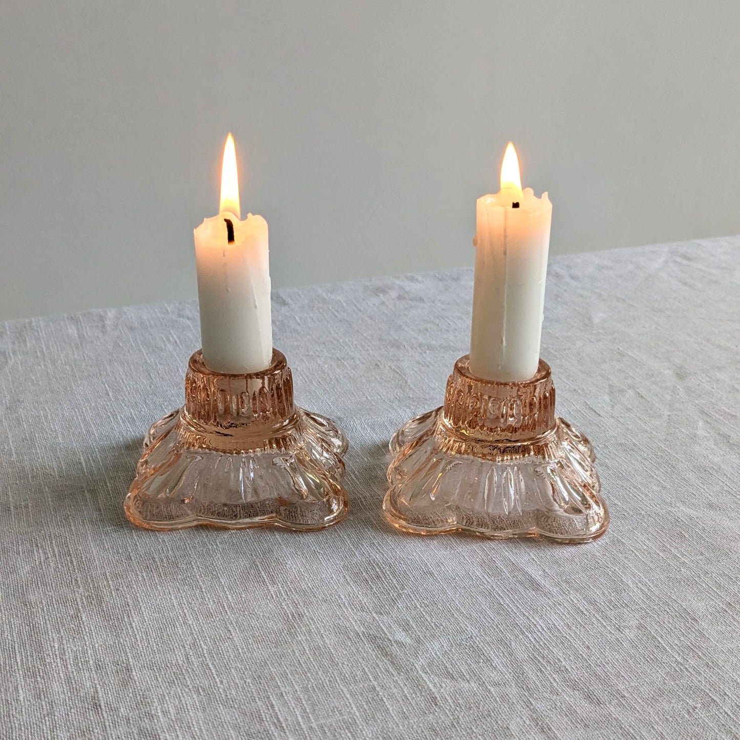 Peach Glass Candle Holders