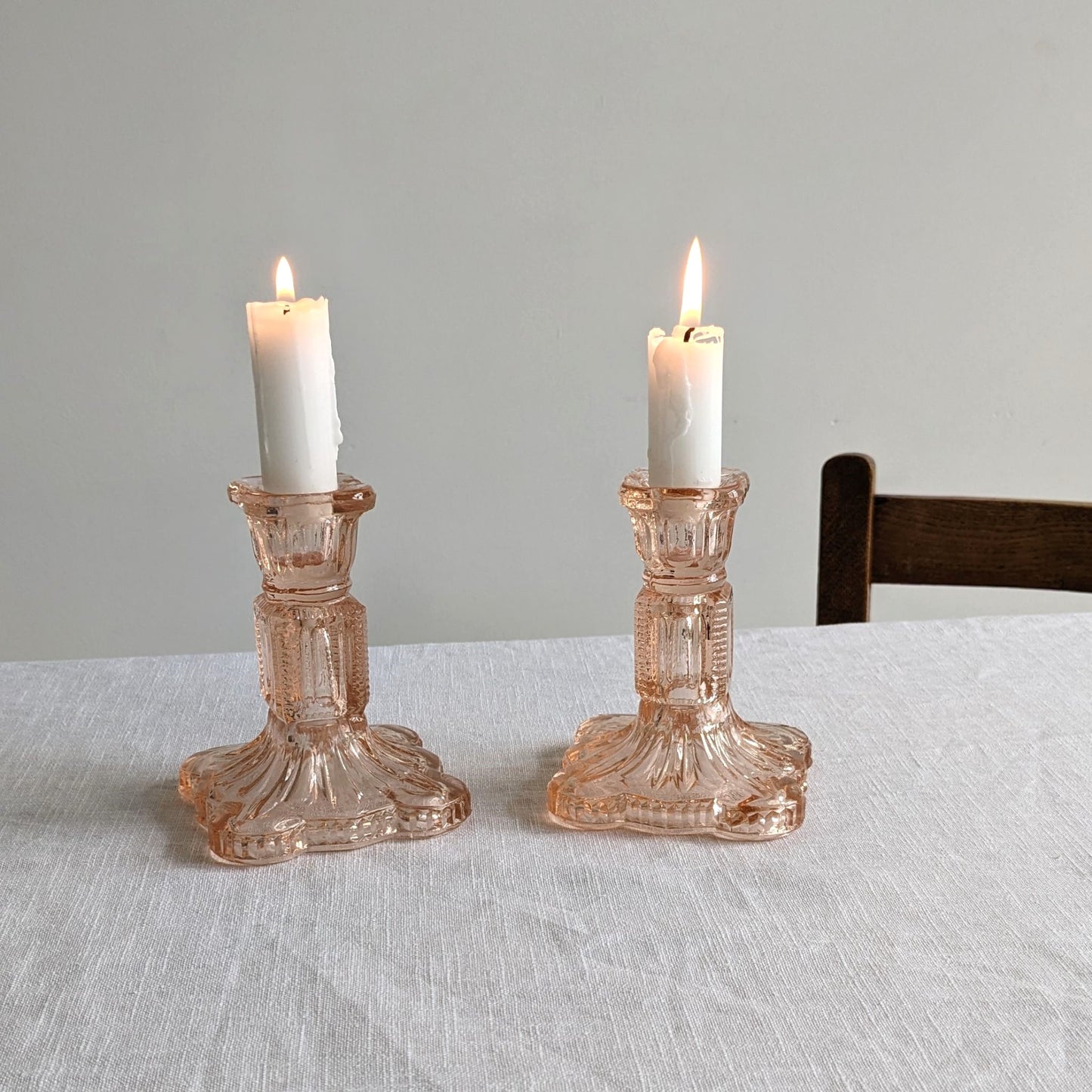 Pink Glass Candlesticks