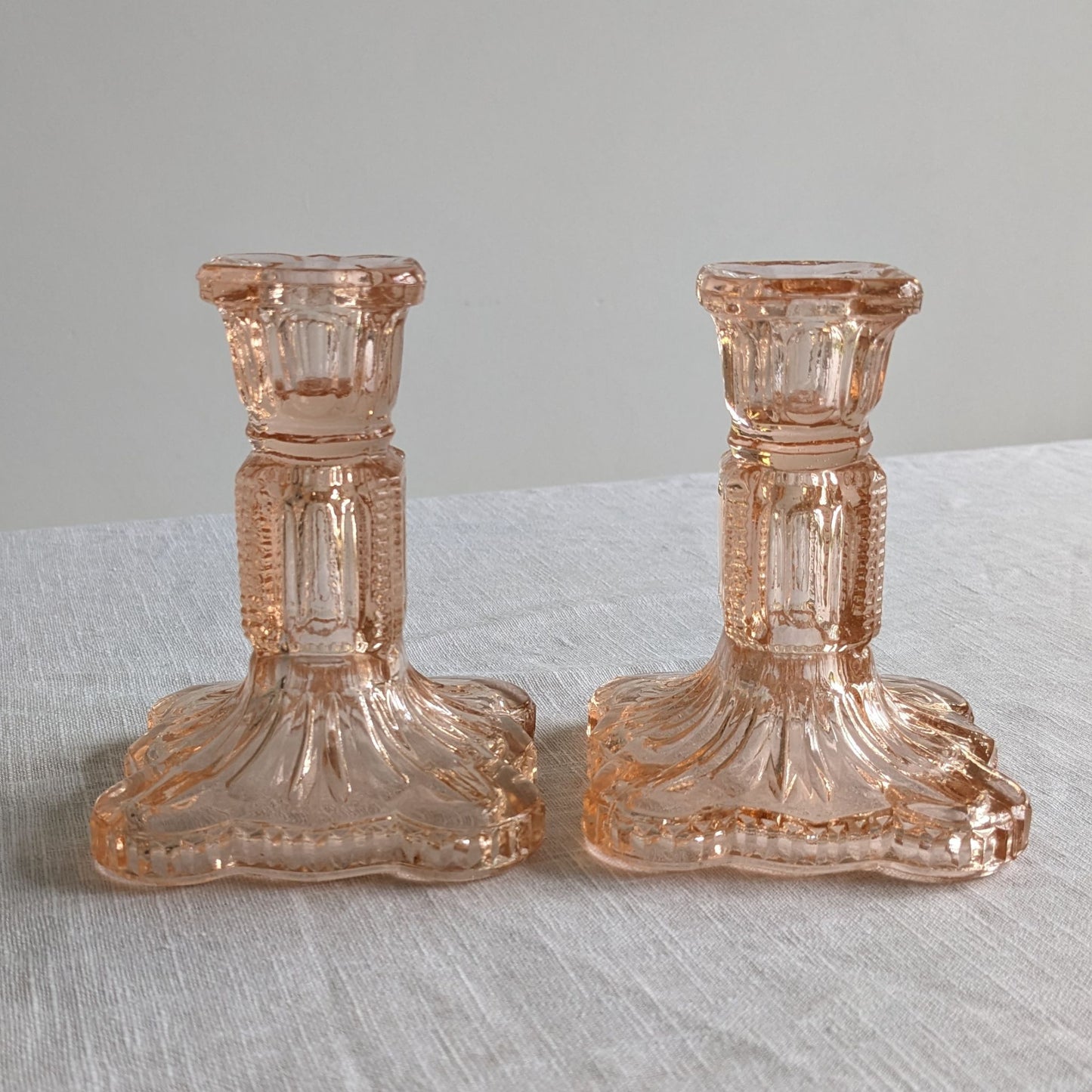 Pink Glass Candlesticks