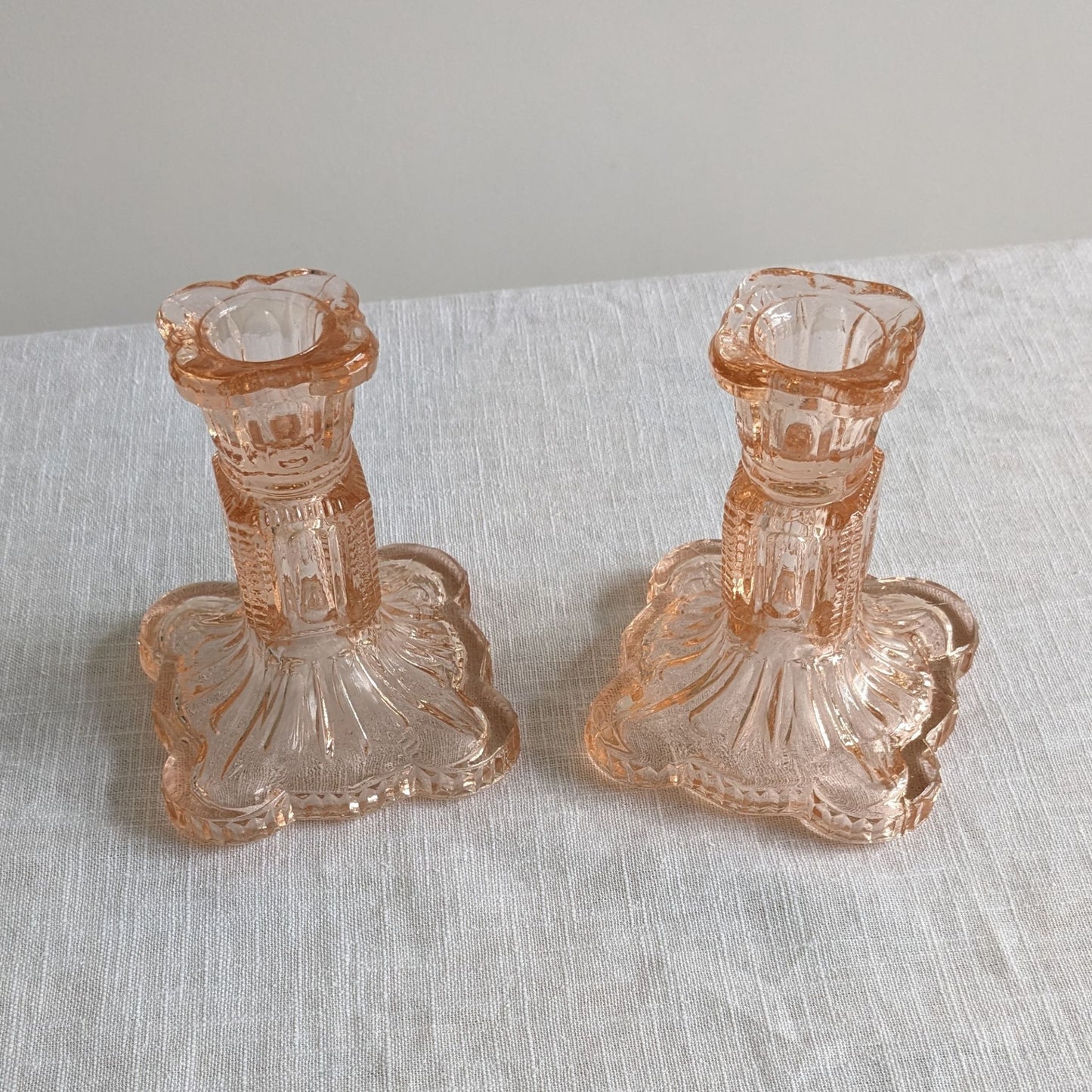 Pink Glass Candlesticks