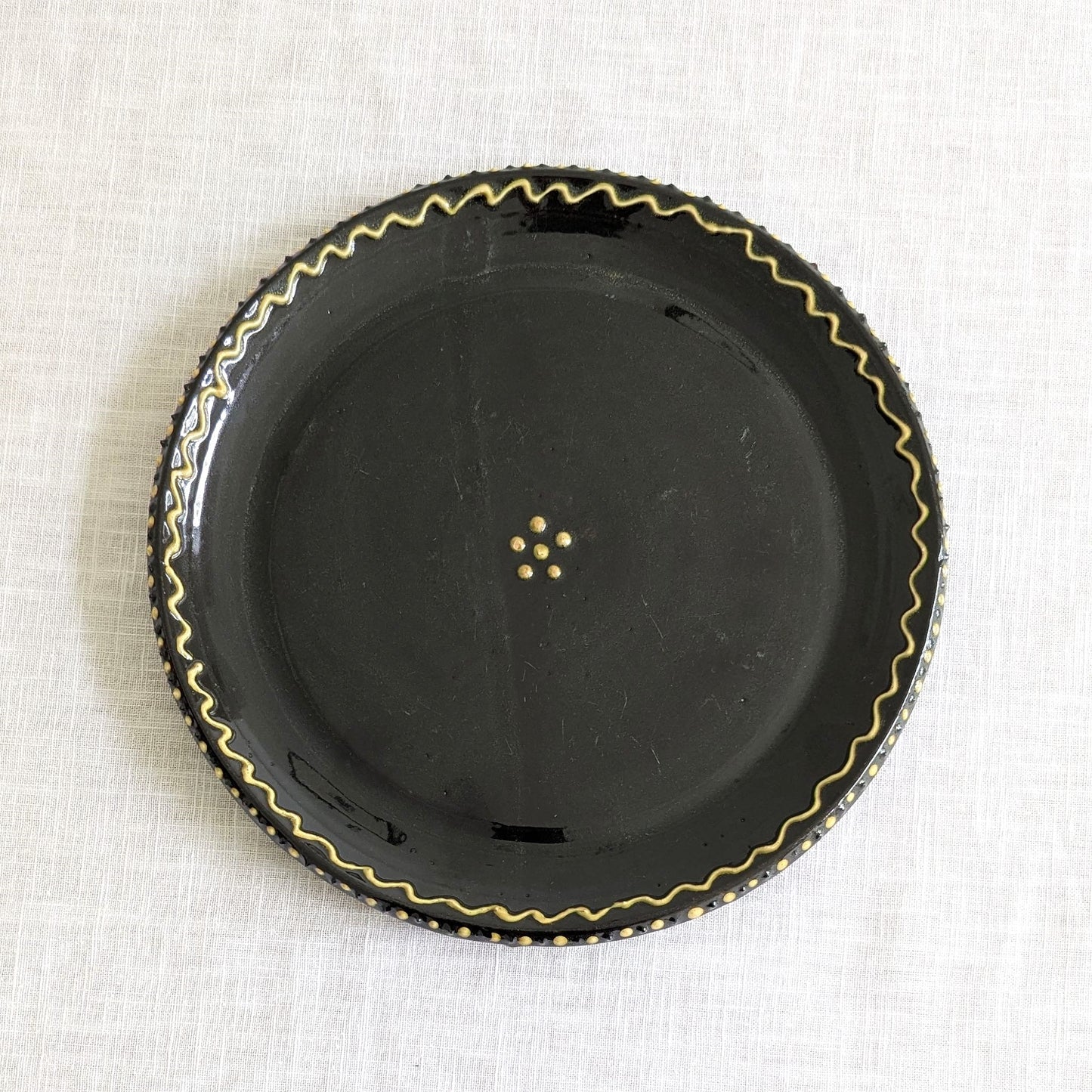 Flower Motif Slipware Plate
