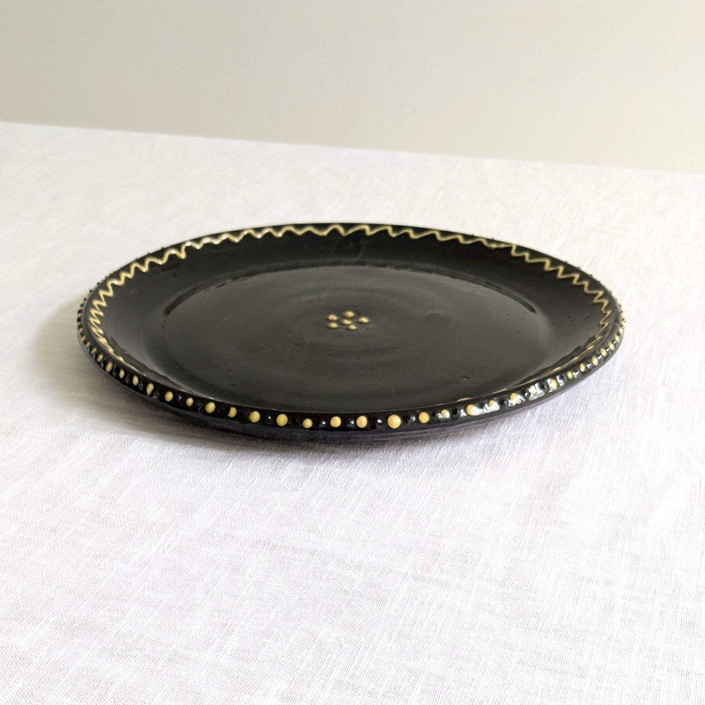 Flower Motif Slipware Plate