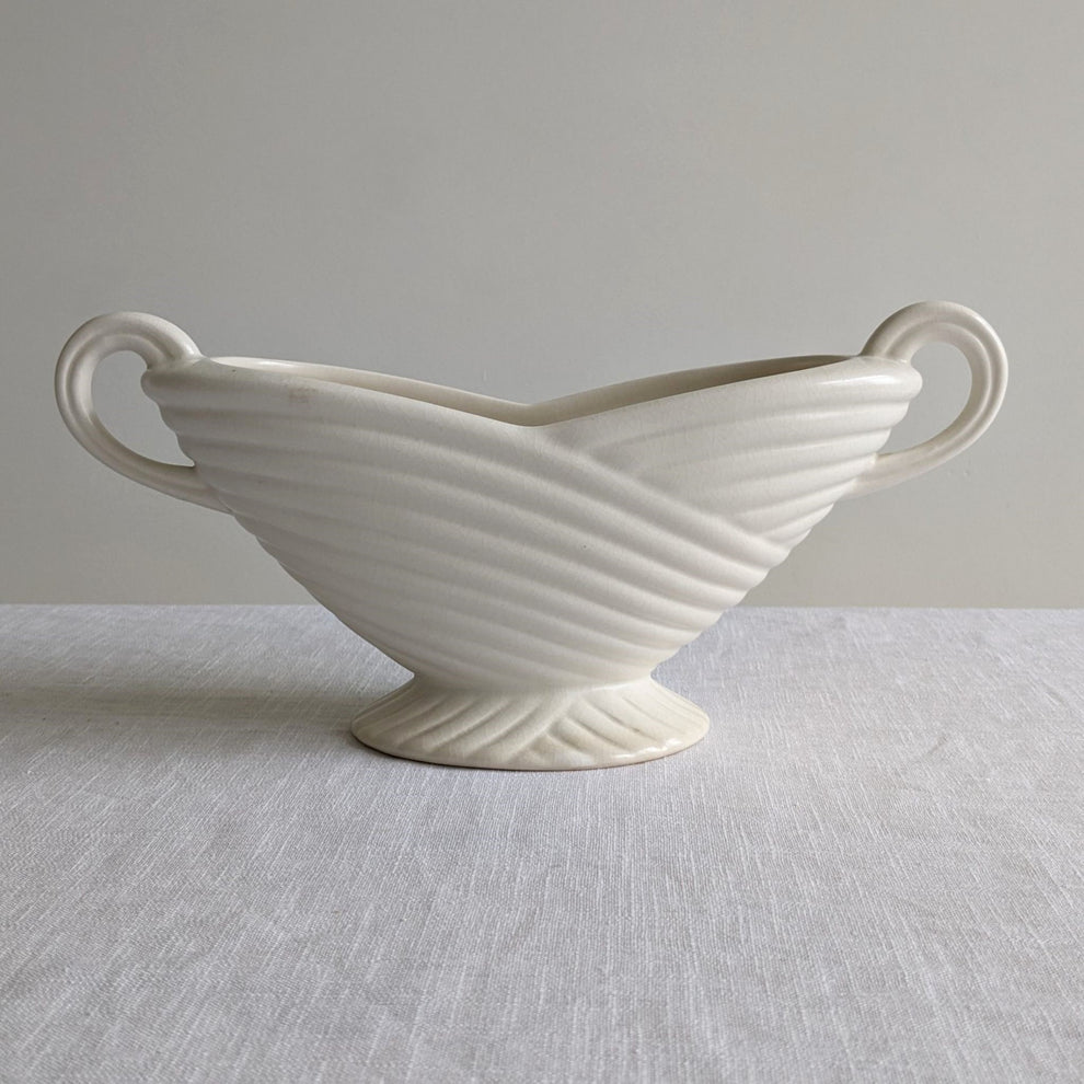 Vintage White Sylvac Mantle Vase, Rope Design Vase Tiger & Iris