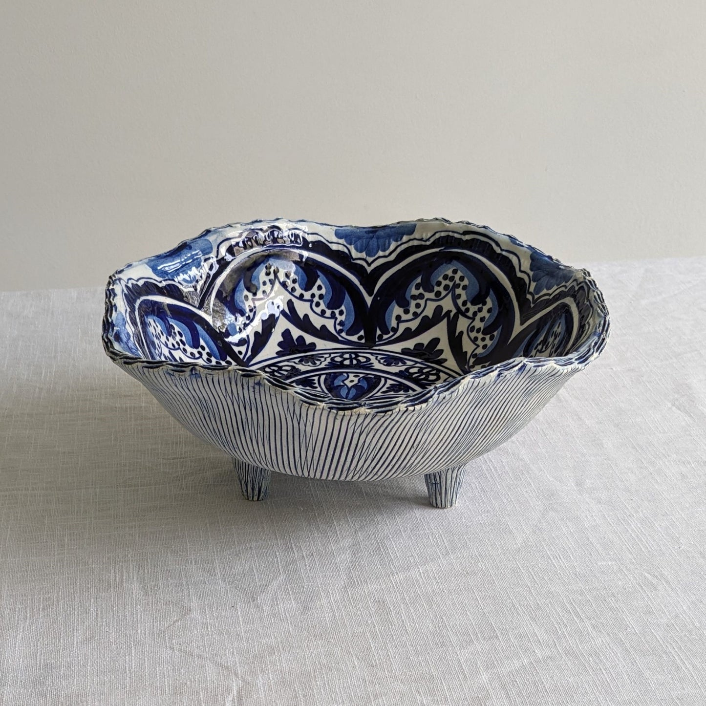 Wavy Blue & White Bowl