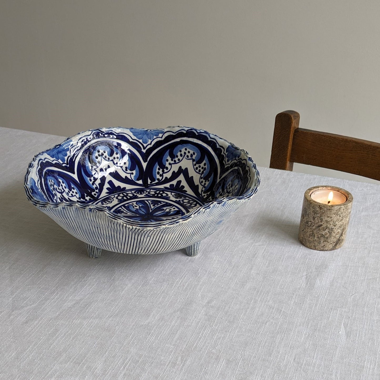 Wavy Blue & White Bowl