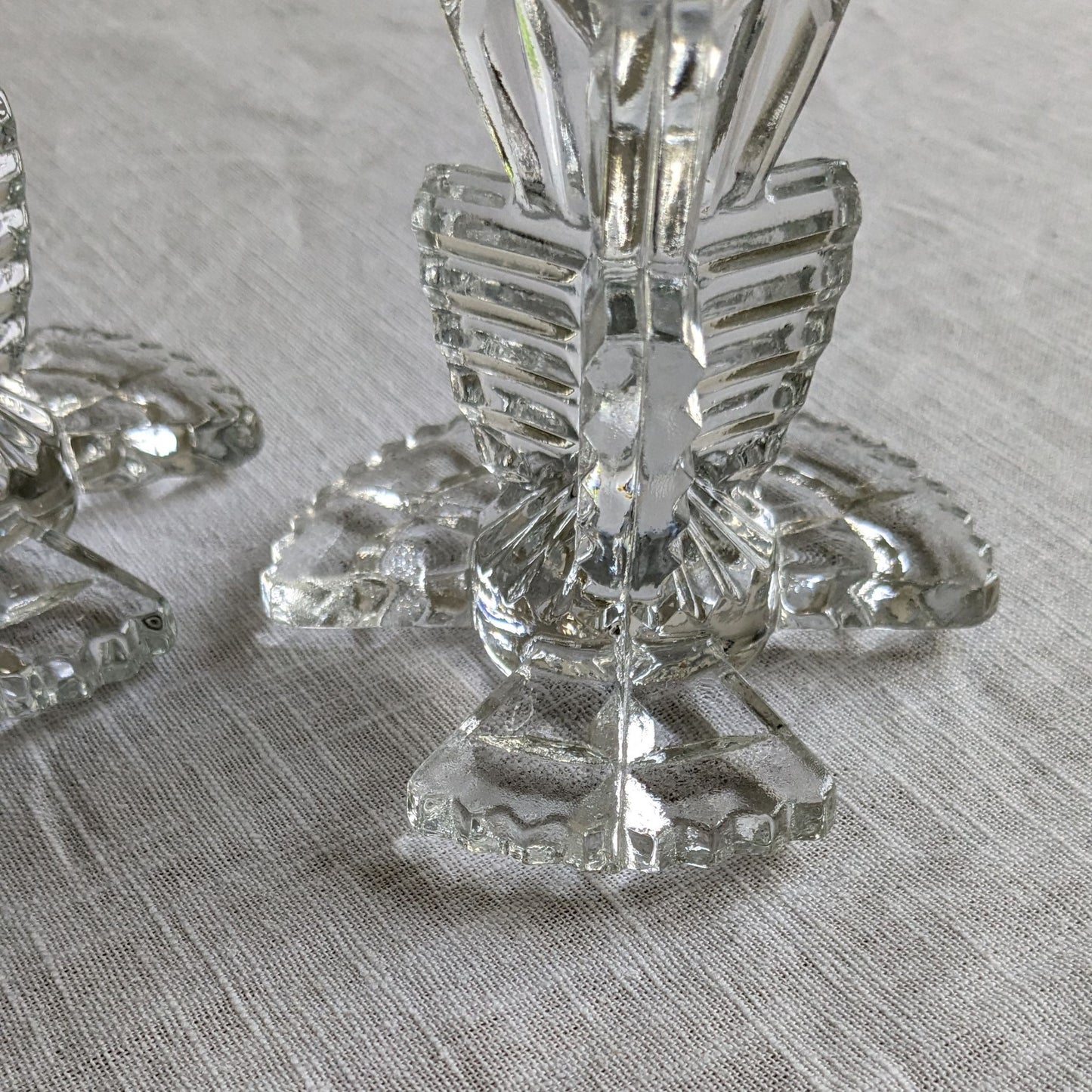 Deco Clear Glass Candlesticks