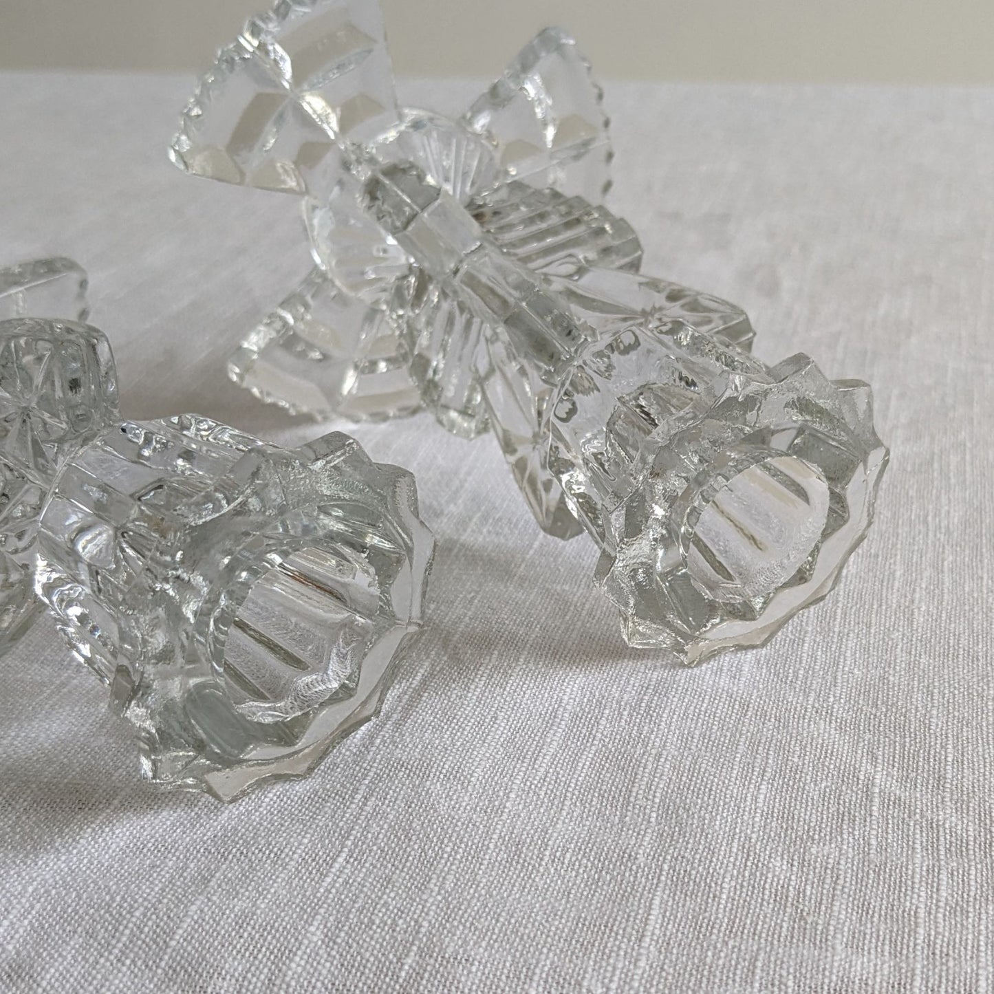 Deco Clear Glass Candlesticks