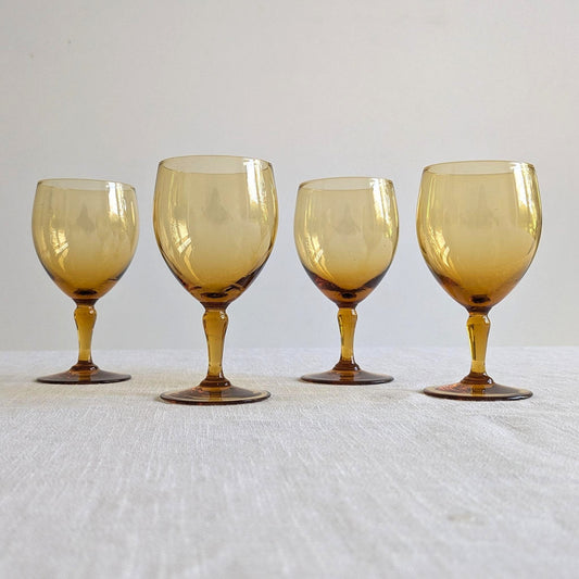 Mid Century Amber Glasses