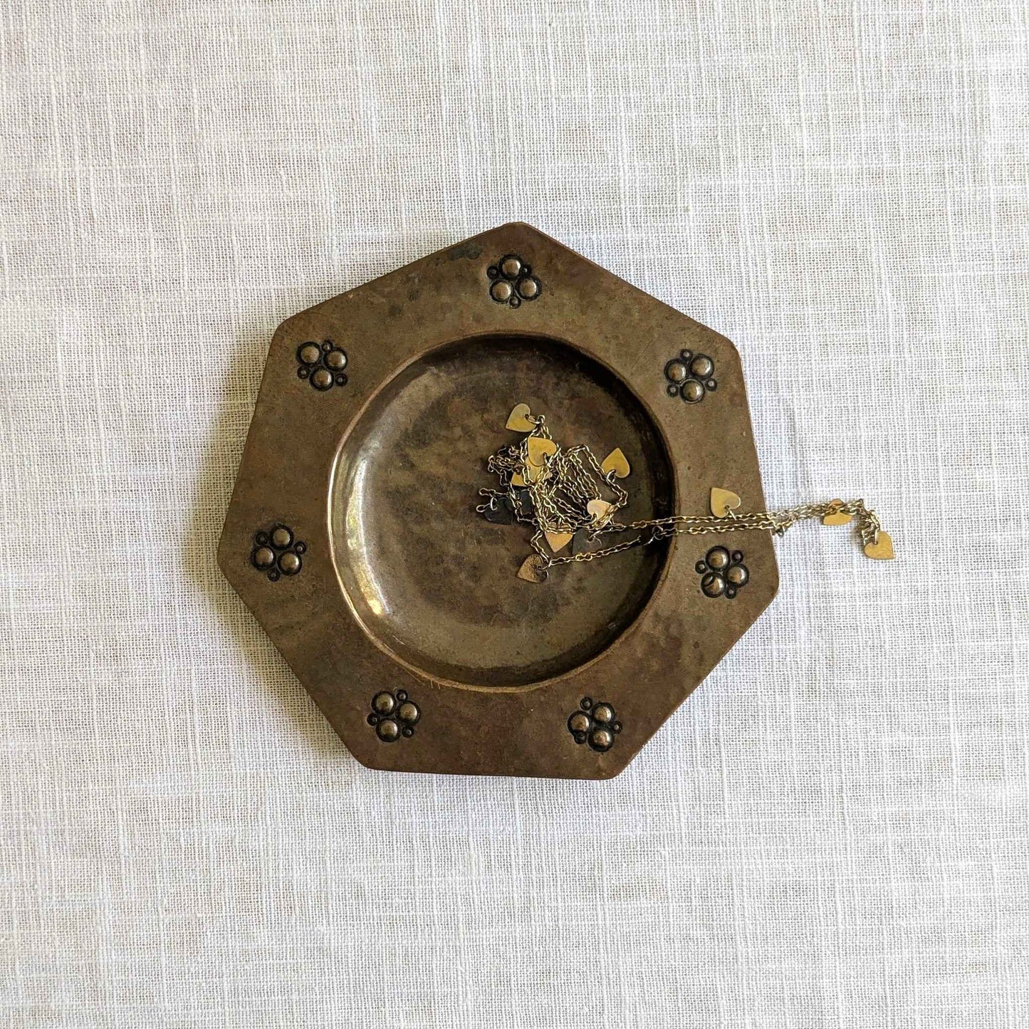 Arts & Crafts Punched Copper Dish
