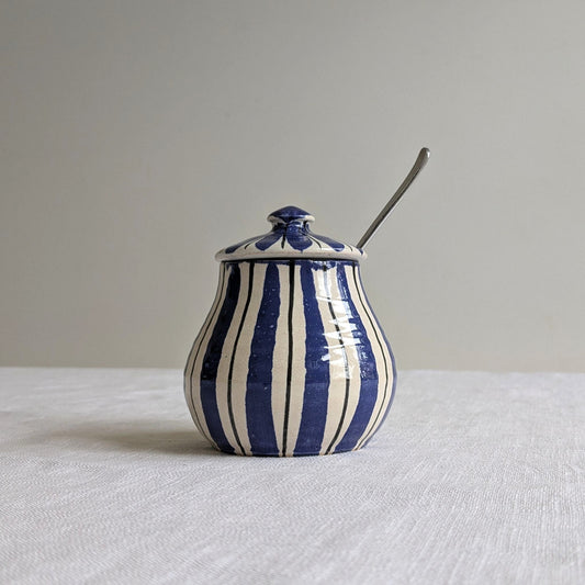 Blue Striped Studio Jar