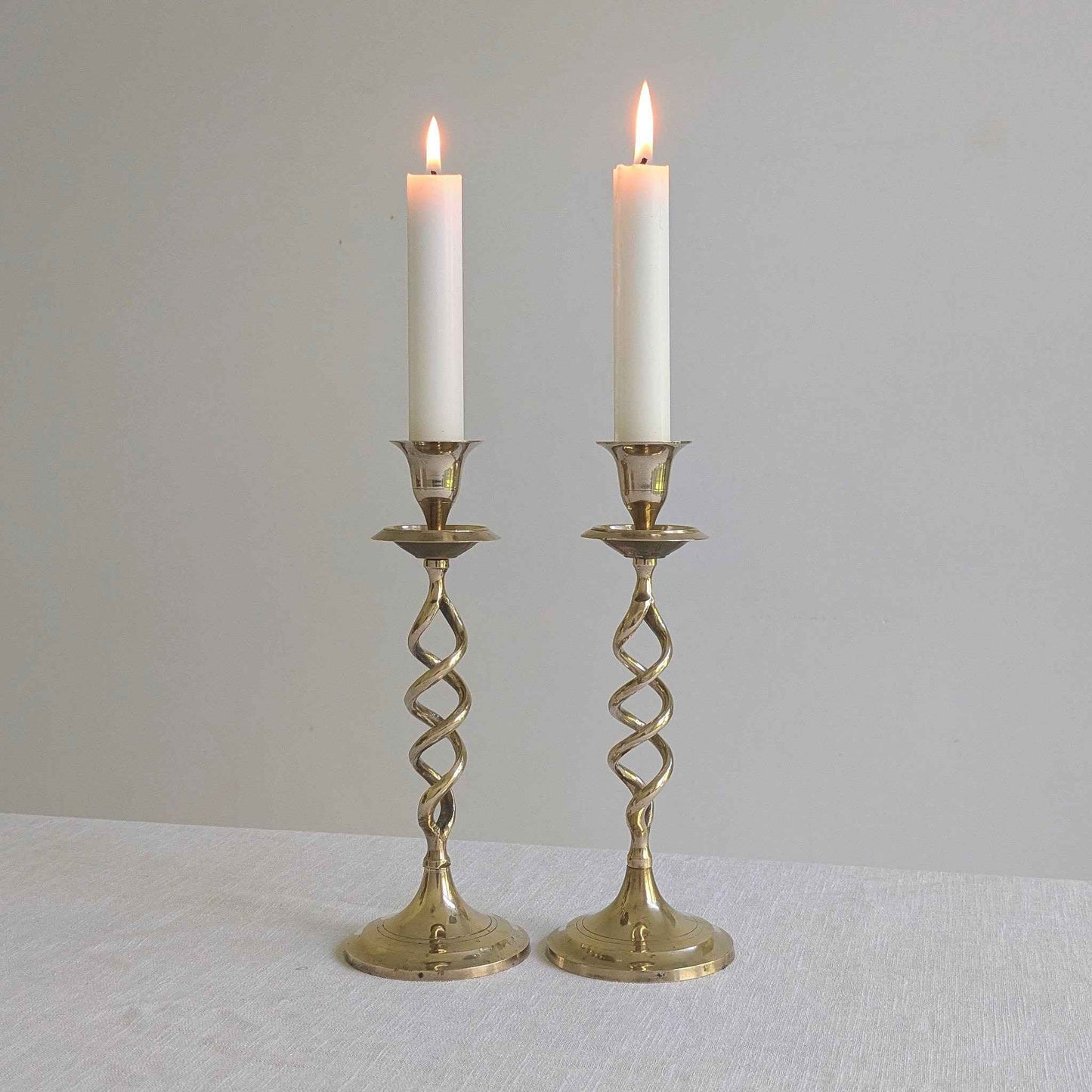 Vintage Brass Twist Candlesticks