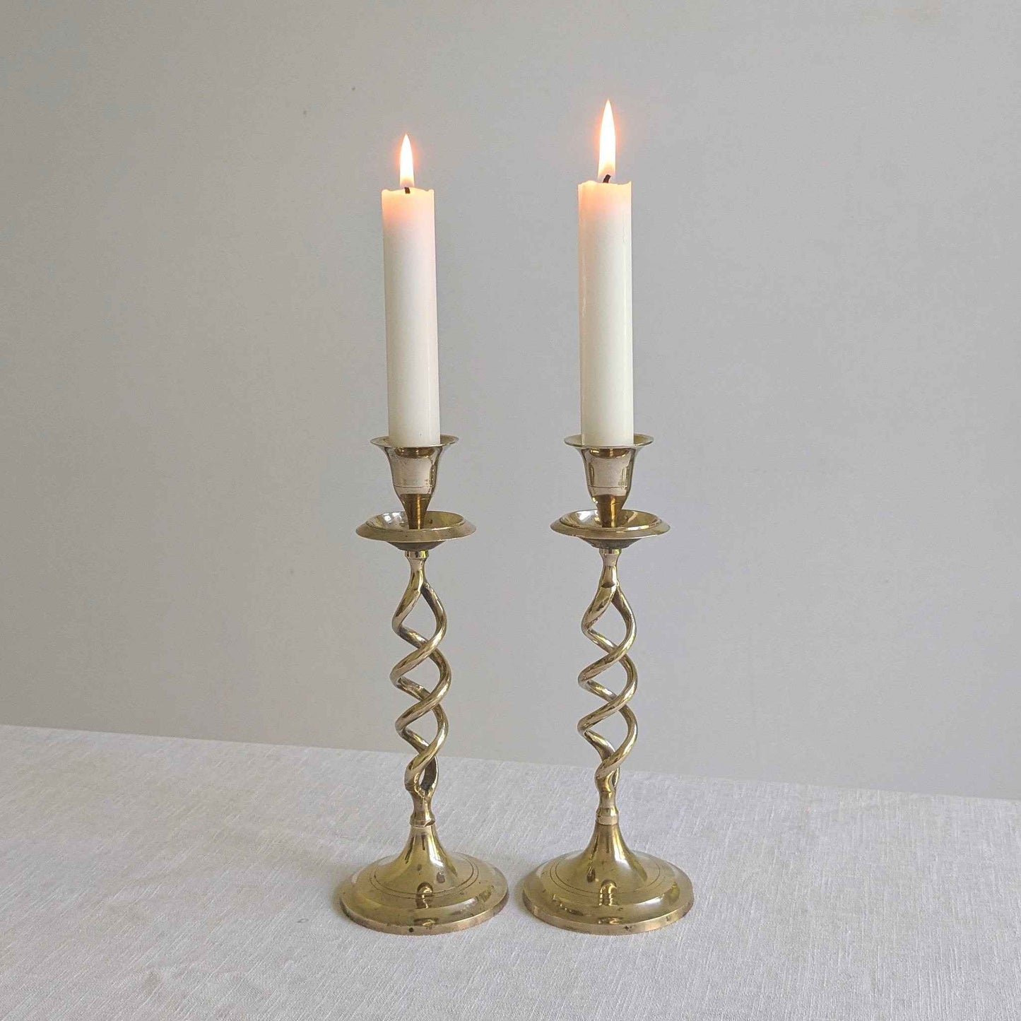 Vintage Brass Twist Candlesticks