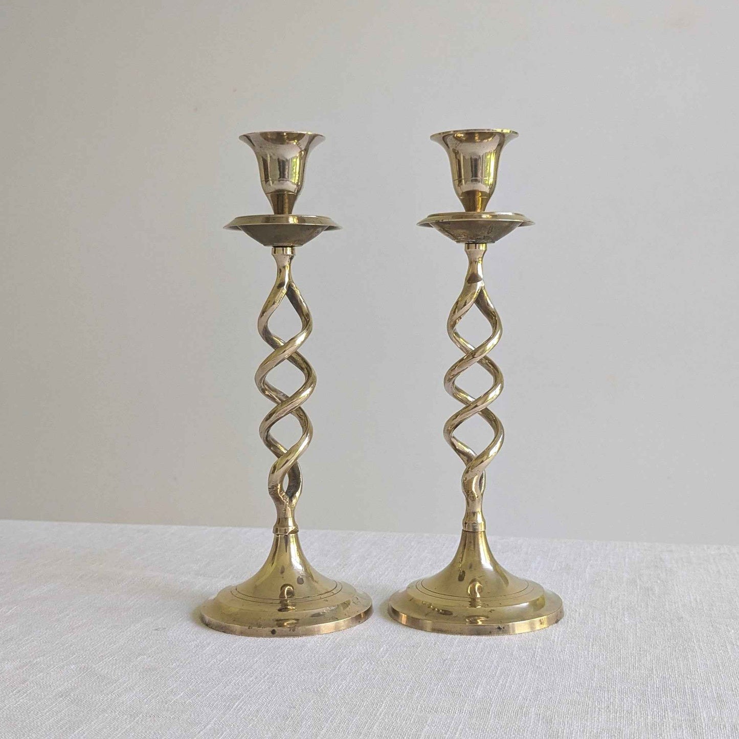 Vintage Brass Twist Candlesticks