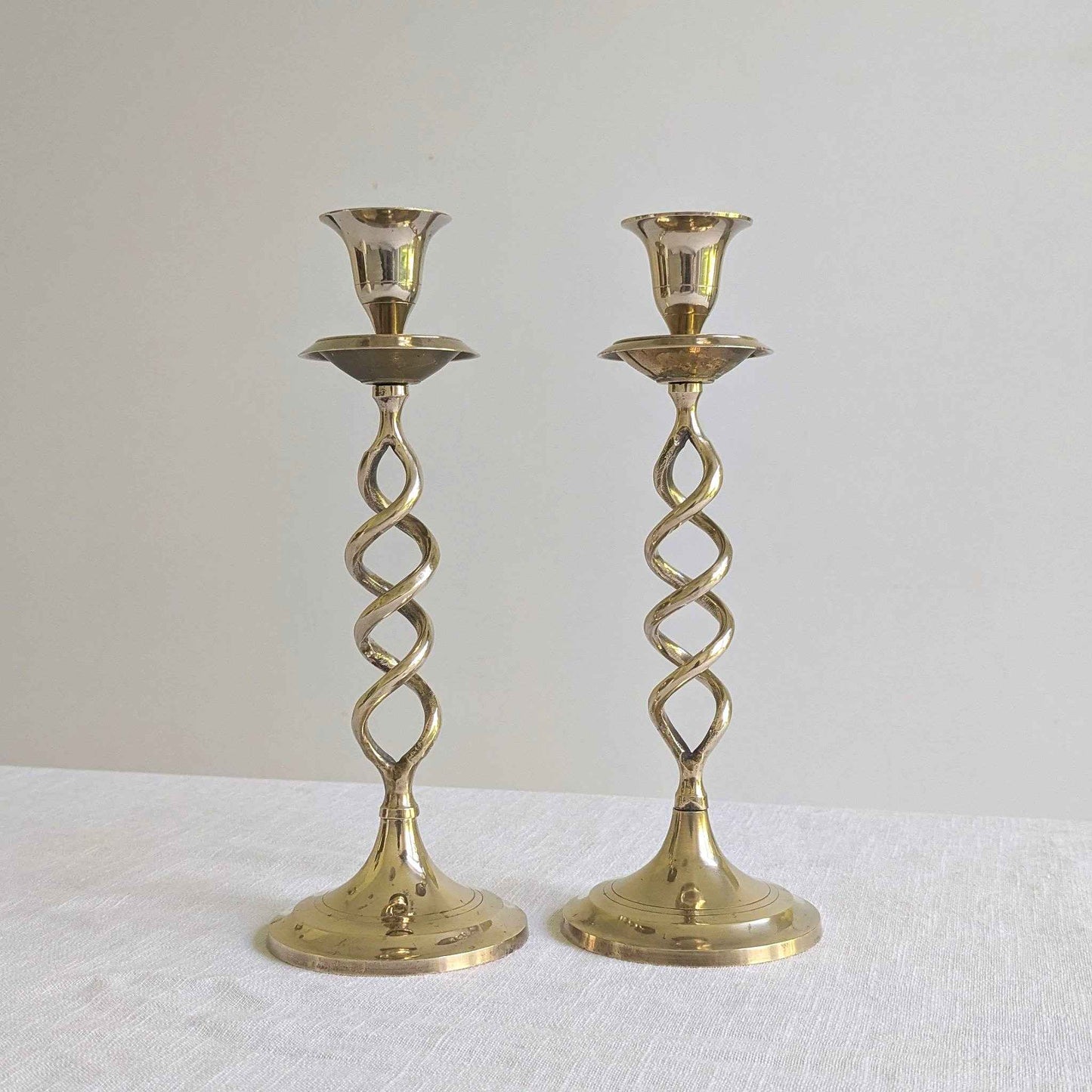 Vintage Brass Twist Candlesticks