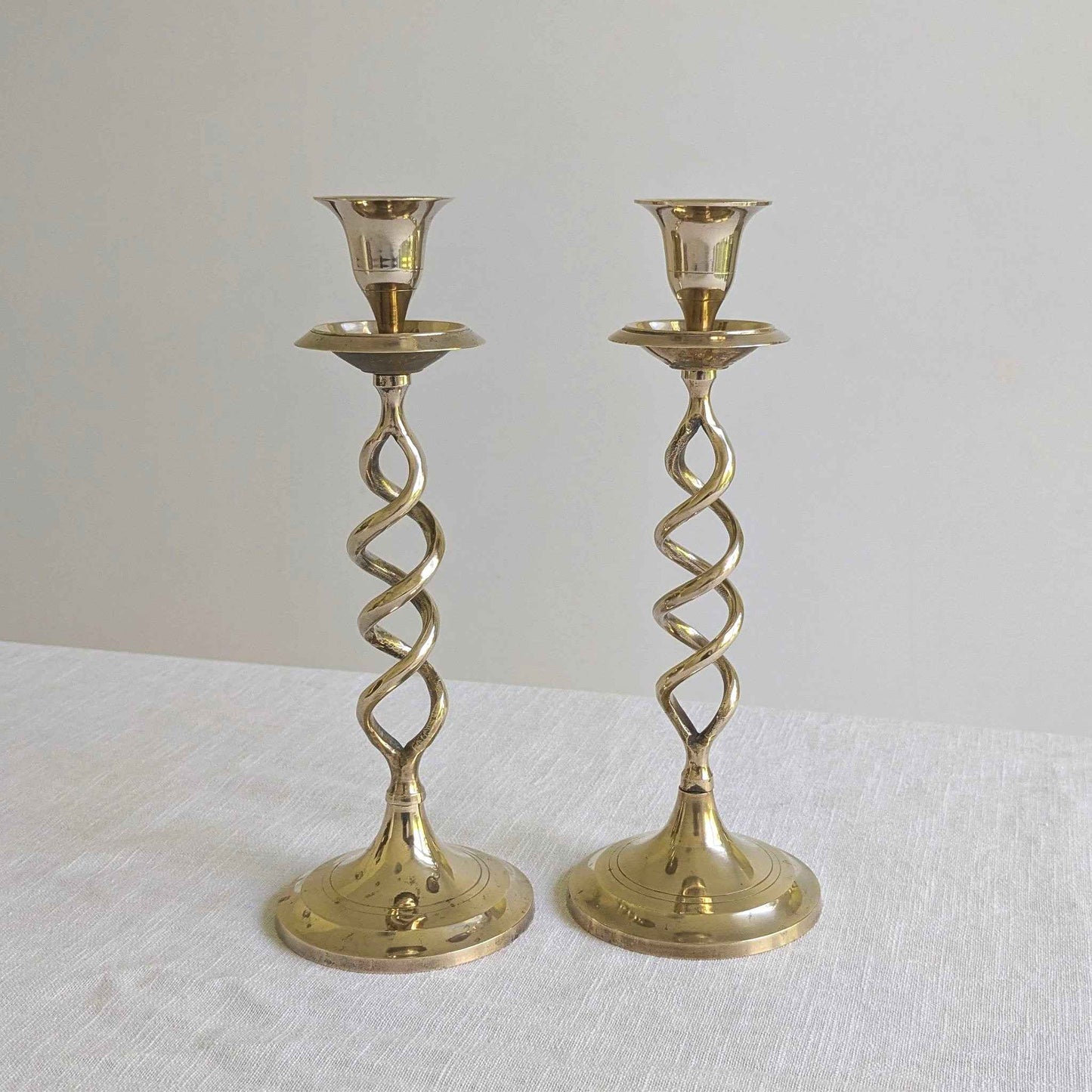 Vintage Brass Twist Candlesticks
