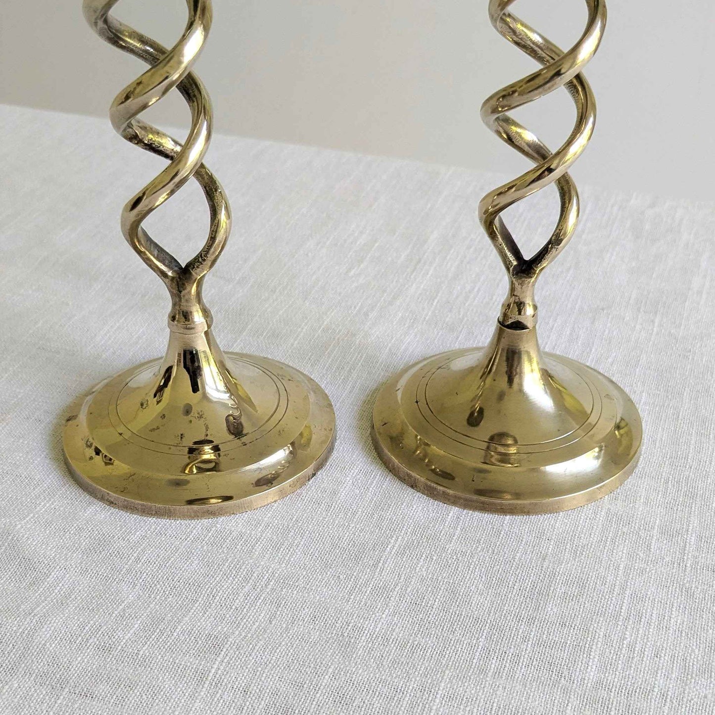 Vintage Brass Twist Candlesticks