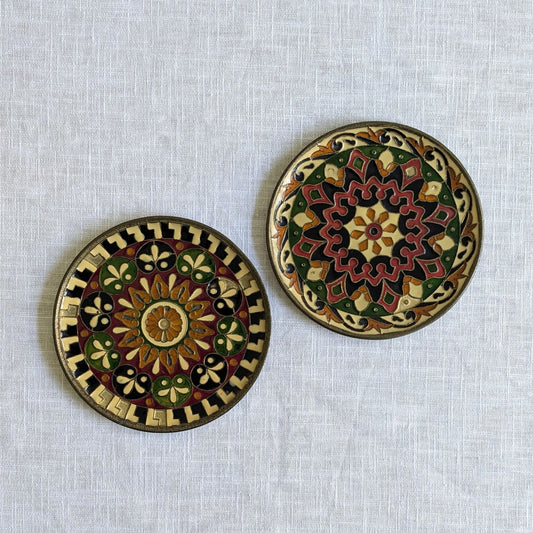 Brass Mandala Plates Pair