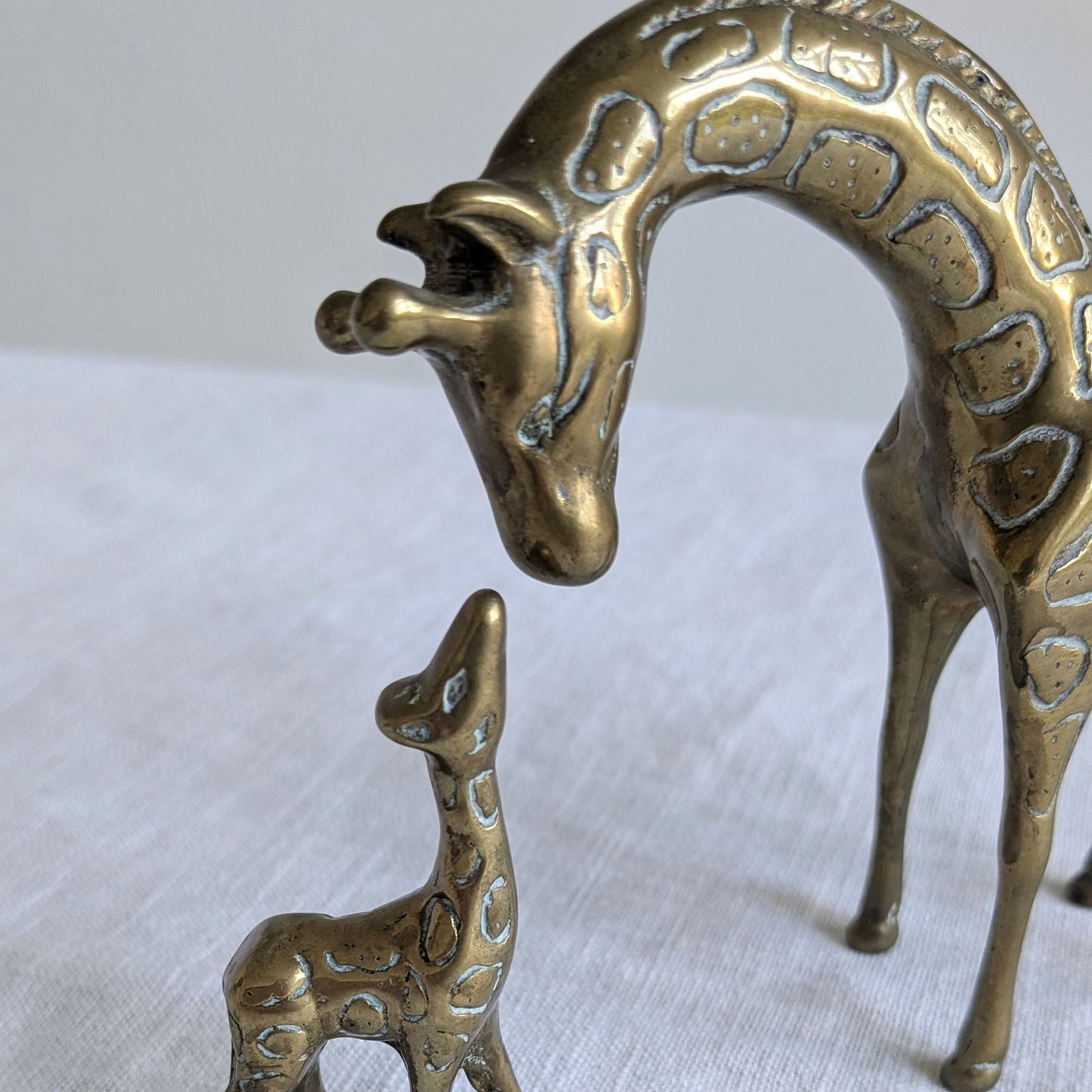 Mother & Baby Brass Giraffes