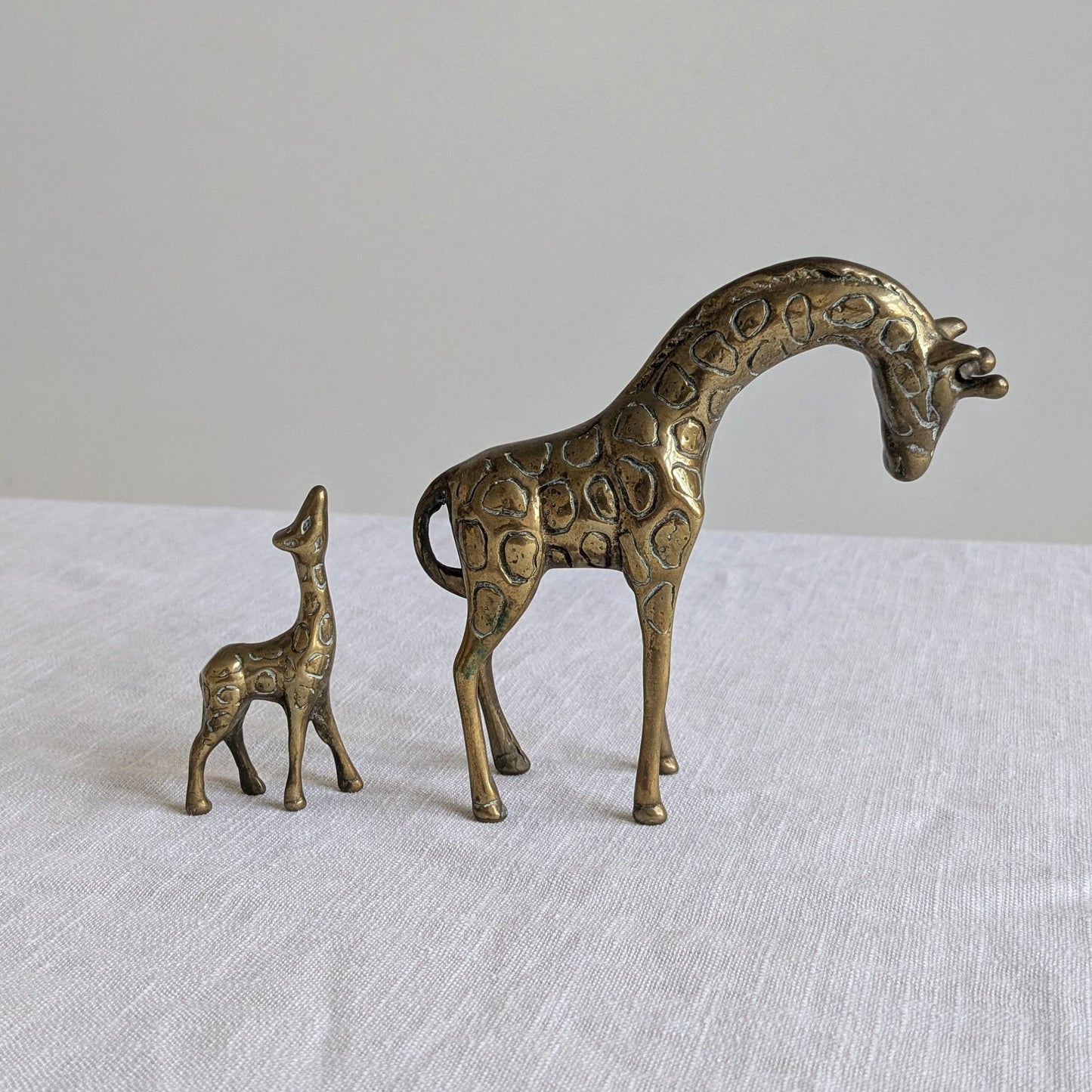 Mother & Baby Brass Giraffes