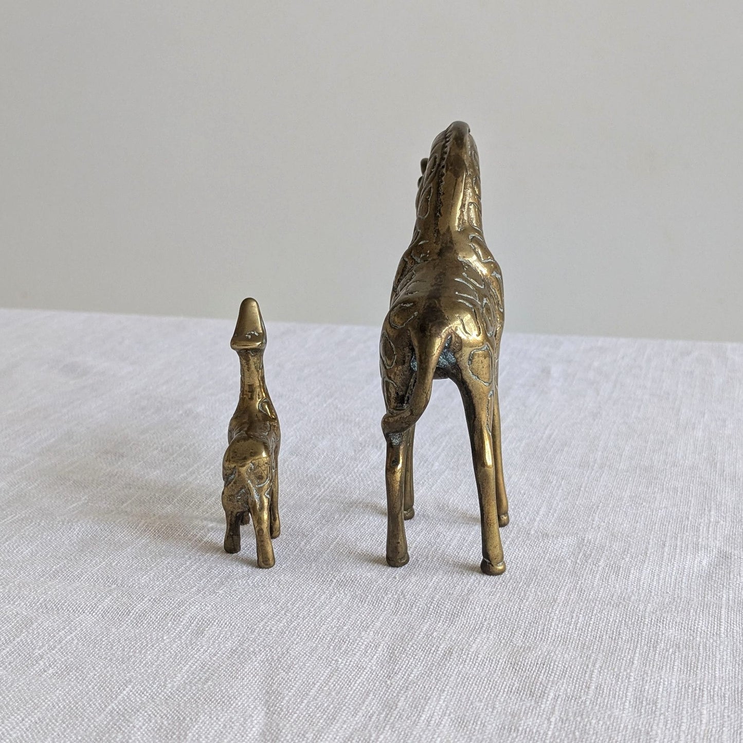 Mother & Baby Brass Giraffes
