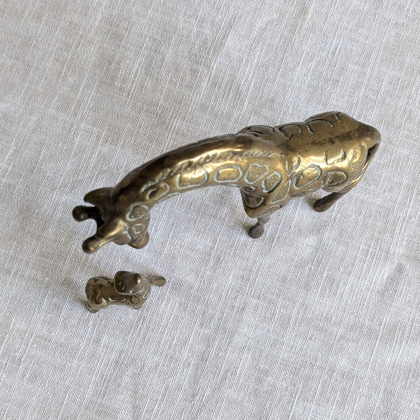Mother & Baby Brass Giraffes