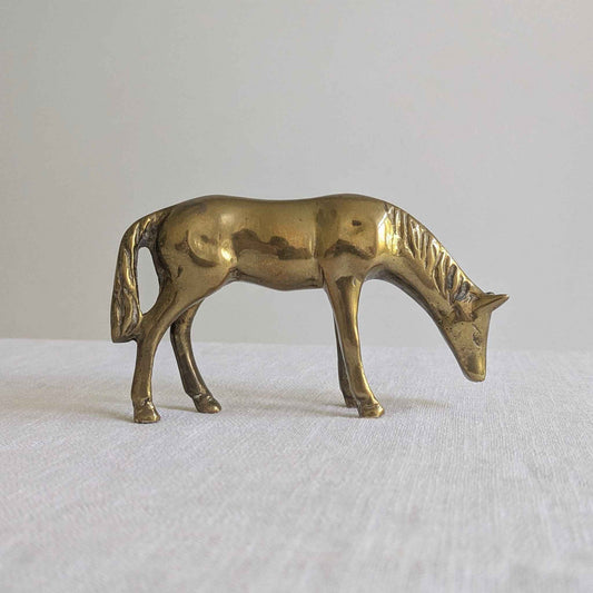 Brass Grazing Horse