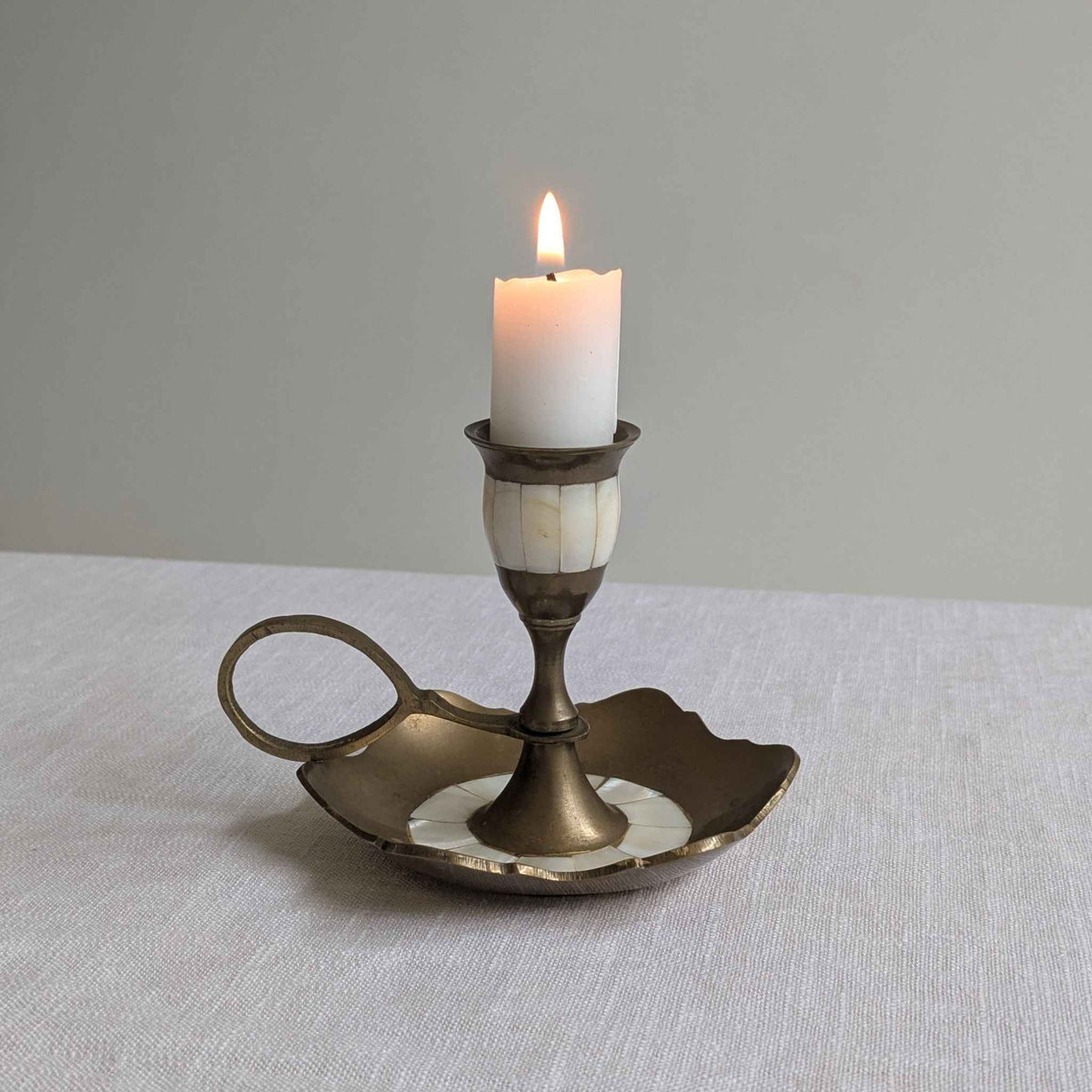 Brass and Mother of Pearl Chamberstick