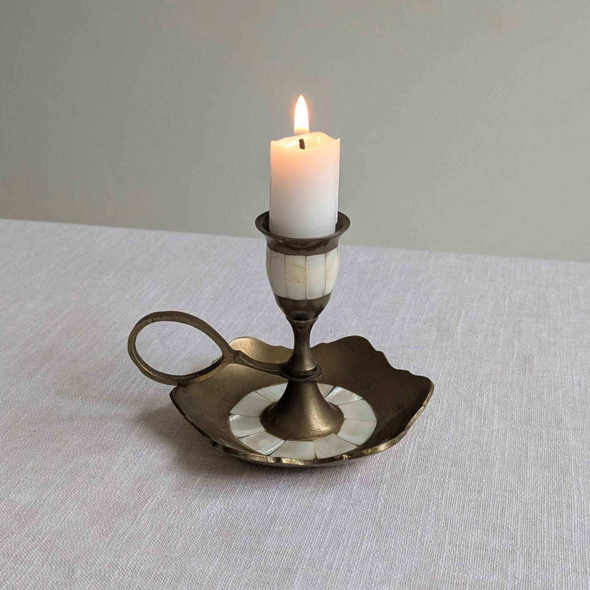 Brass and Mother of Pearl Chamberstick