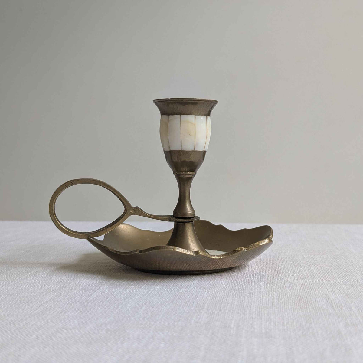 Brass and Mother of Pearl Chamberstick
