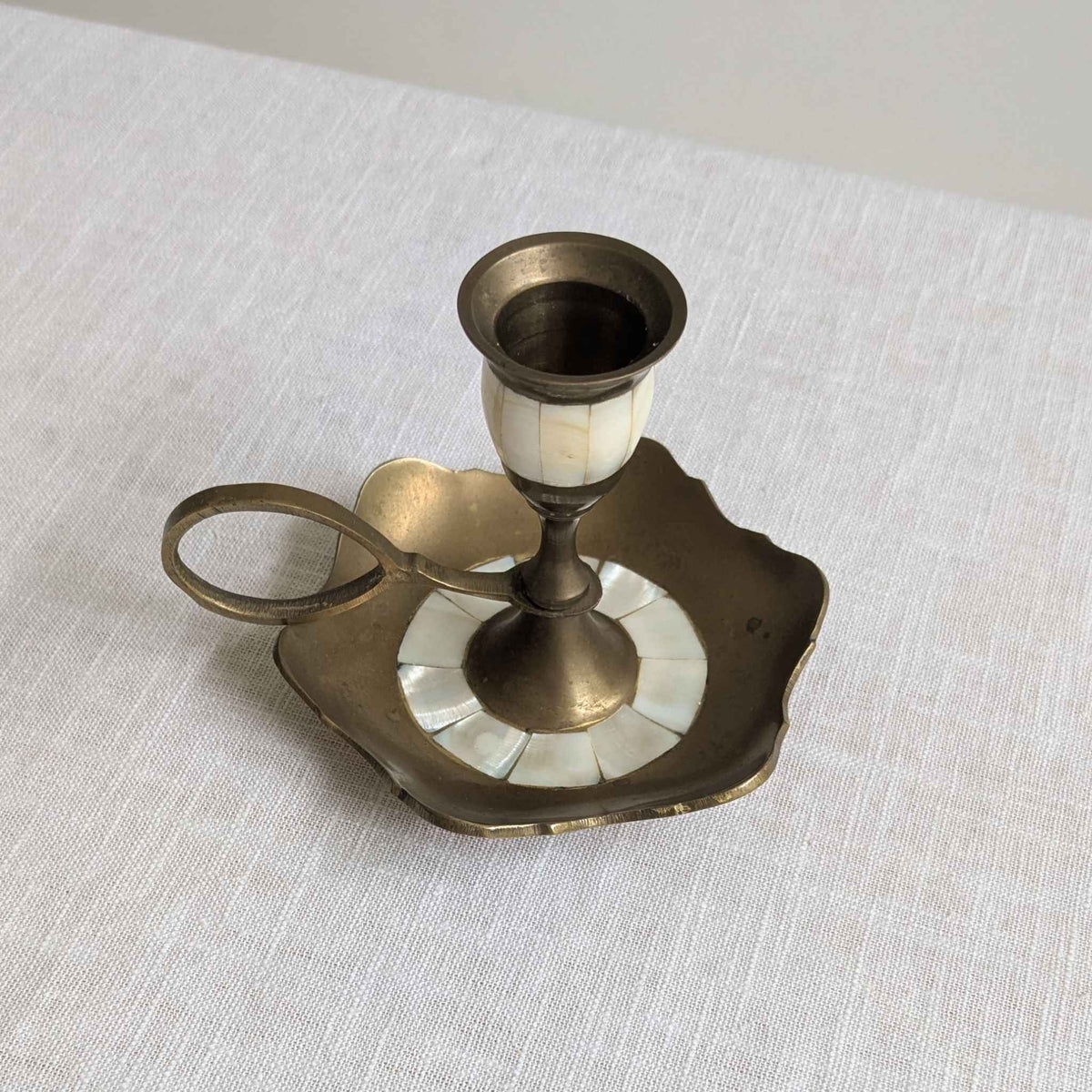 Brass and Mother of Pearl Chamberstick