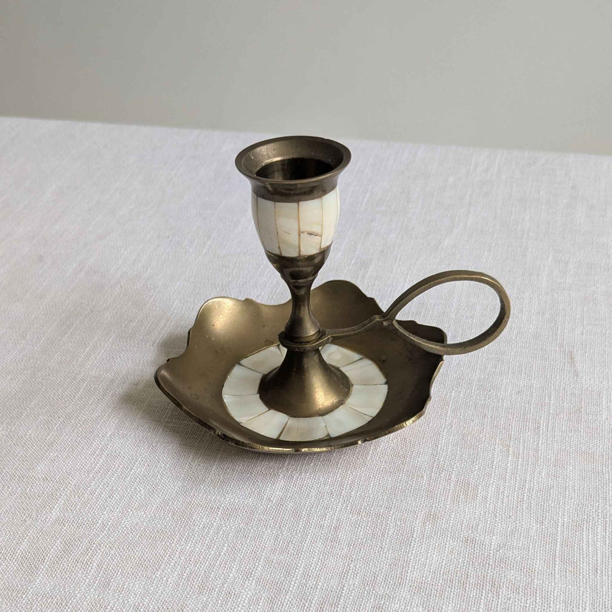 Brass and Mother of Pearl Chamberstick