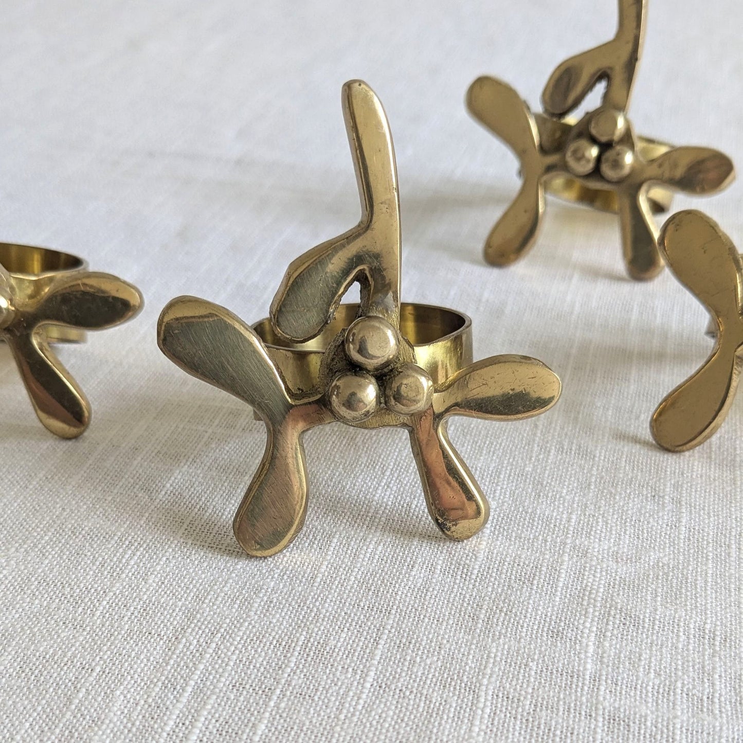 Brass Mistletoe Napkin Rings