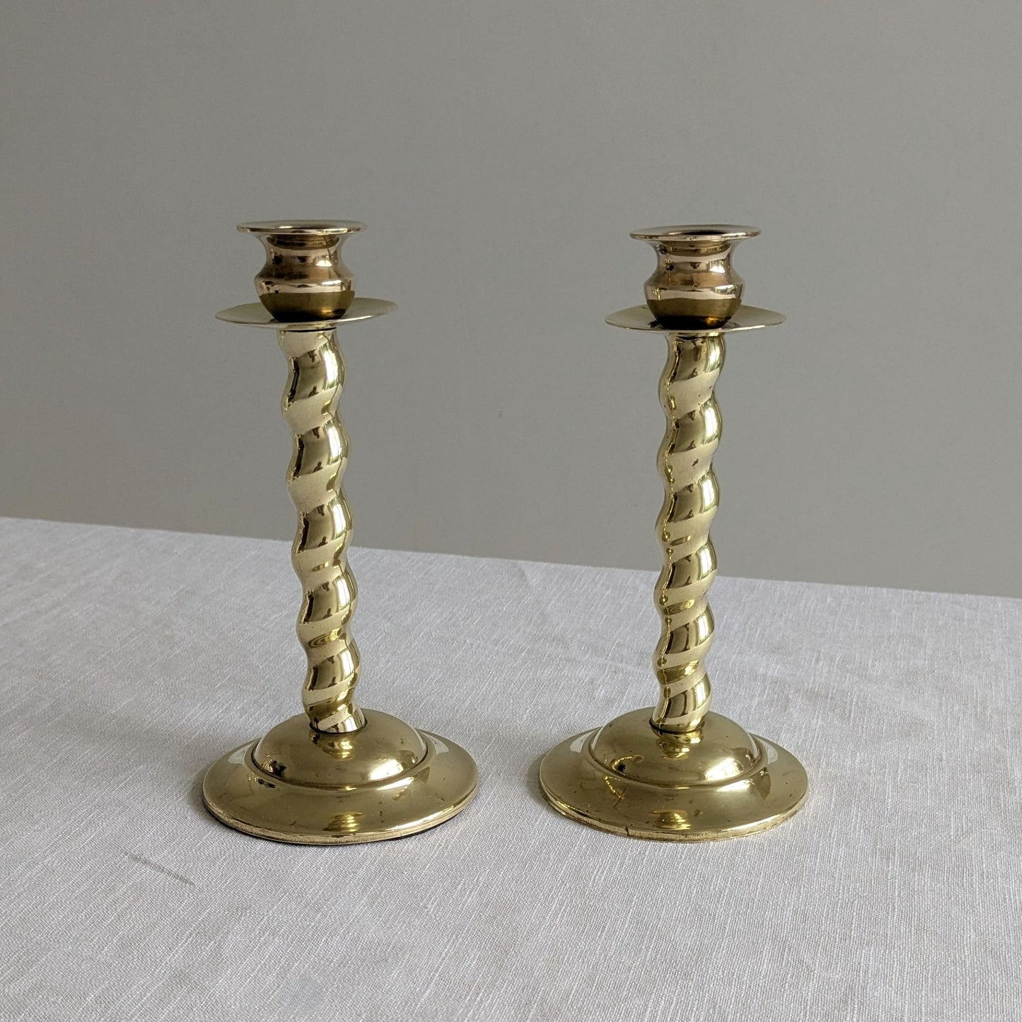 Twist Stem Brass Candlesticks