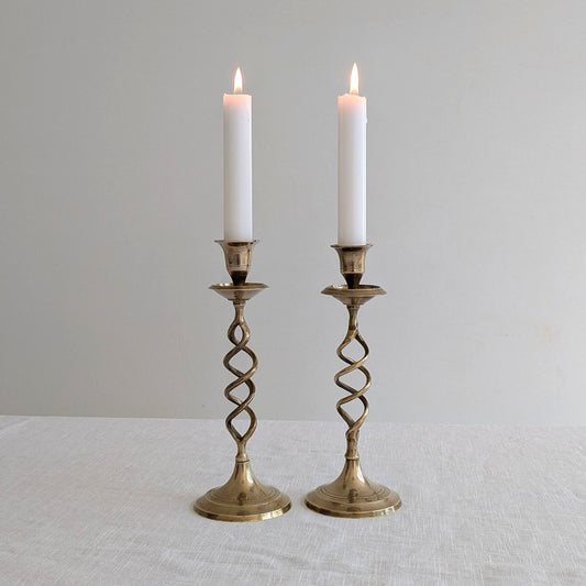 Vintage Brass Twist Candlesticks