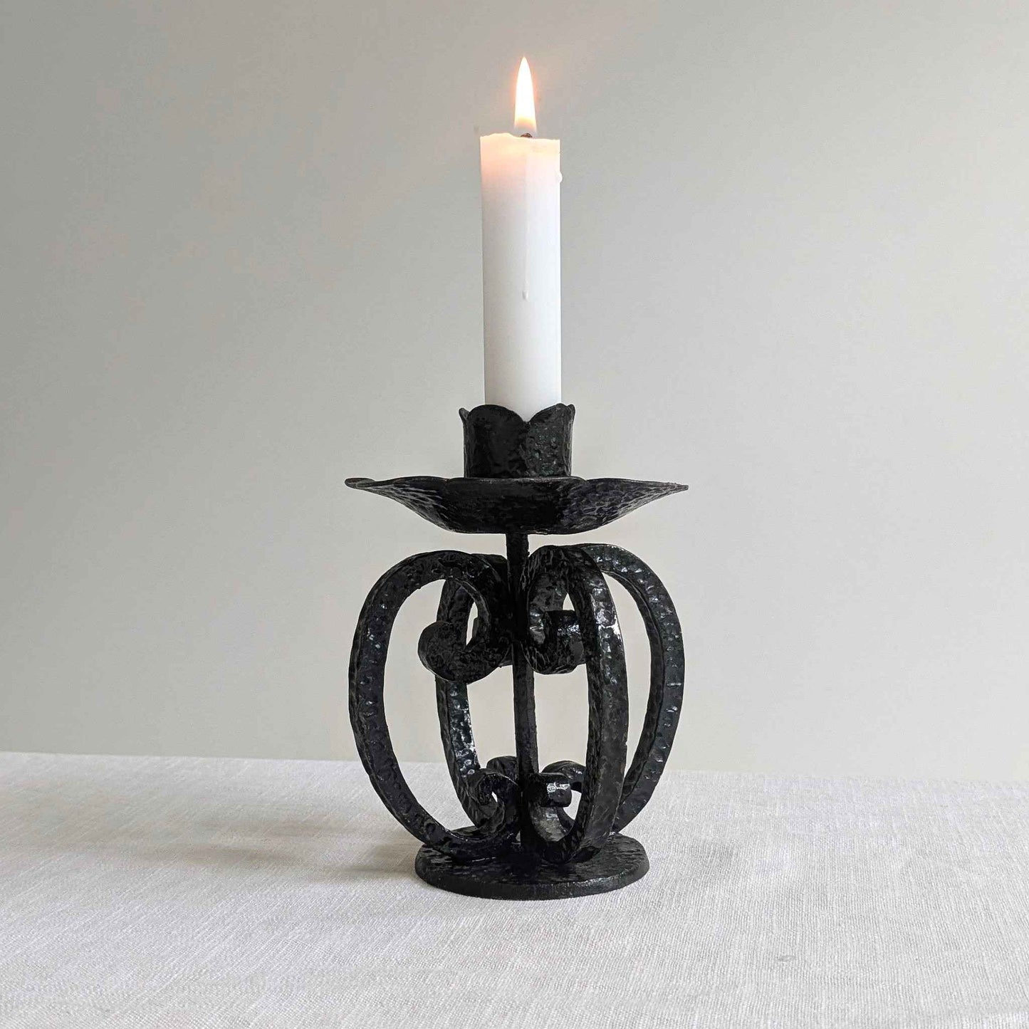 Brutalist Wrought Iron Candlestick