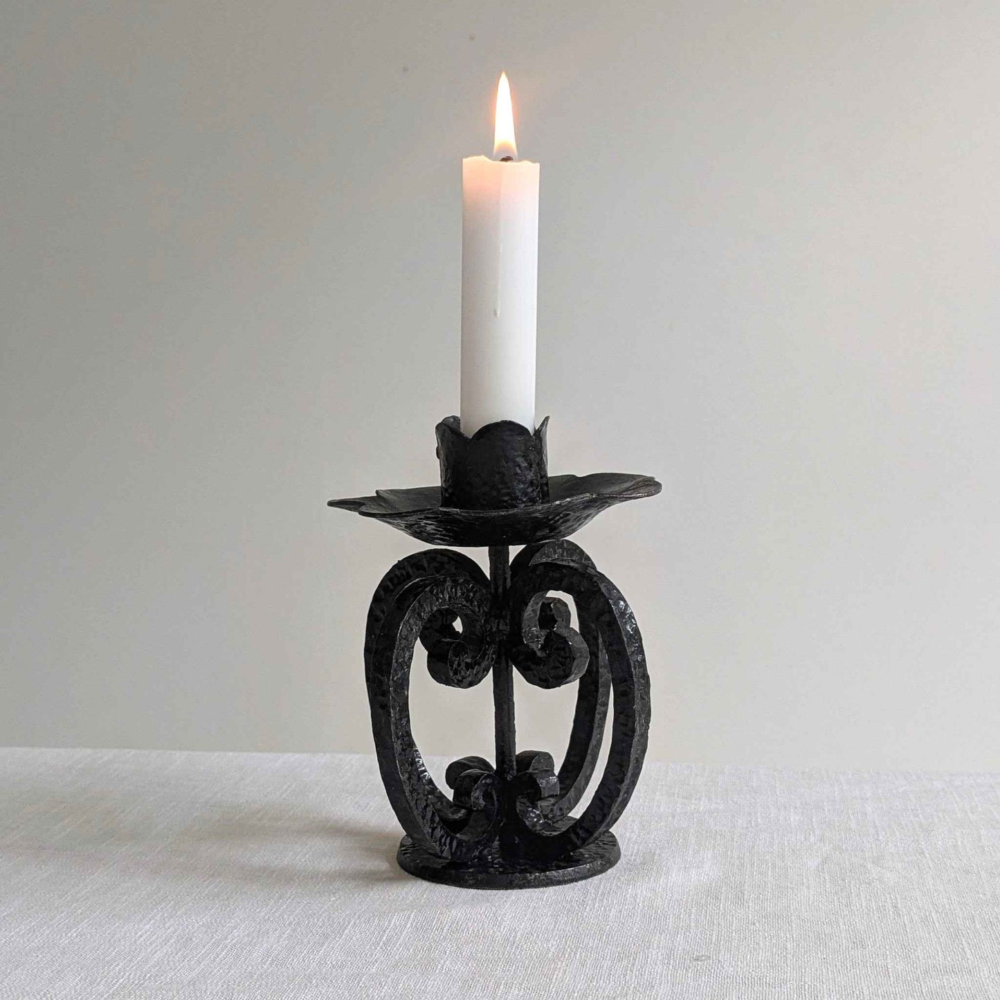 Brutalist Wrought Iron Candlestick