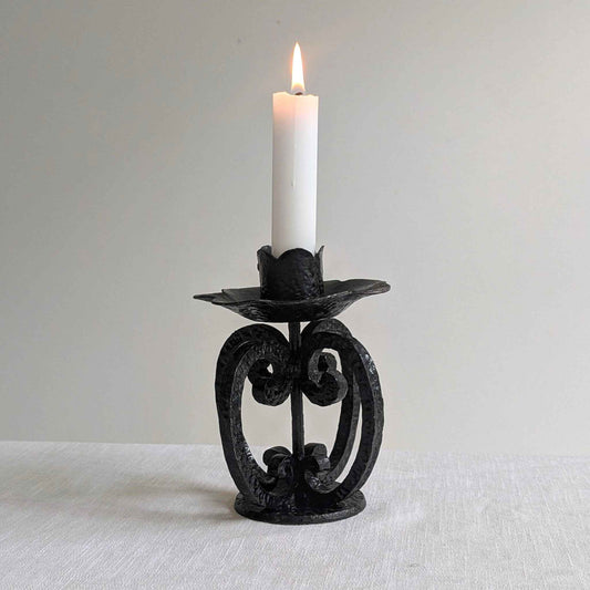 Brutalist Wrought Iron Candlestick
