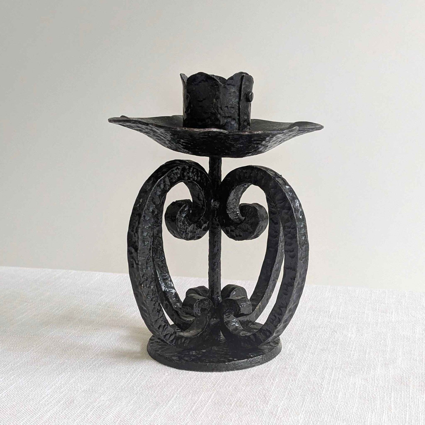 Brutalist Wrought Iron Candlestick