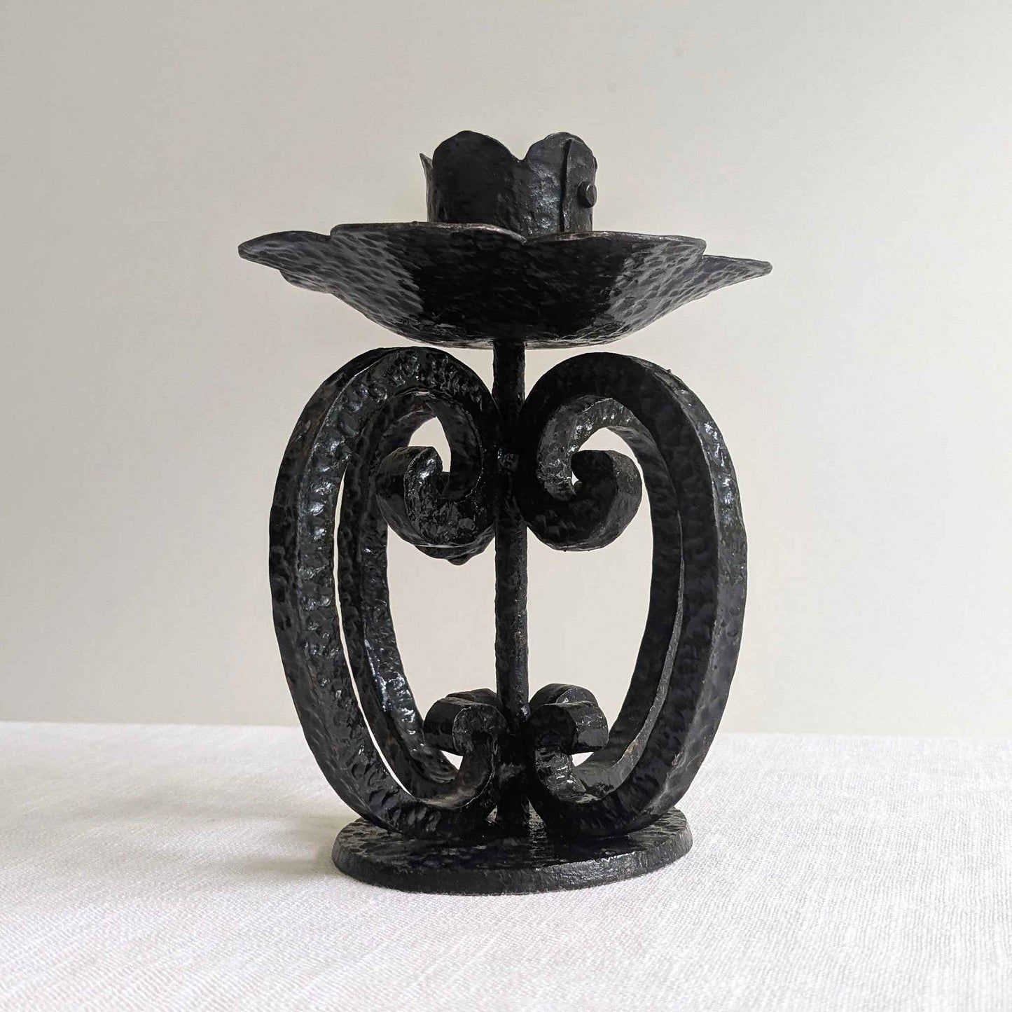 Brutalist Wrought Iron Candlestick