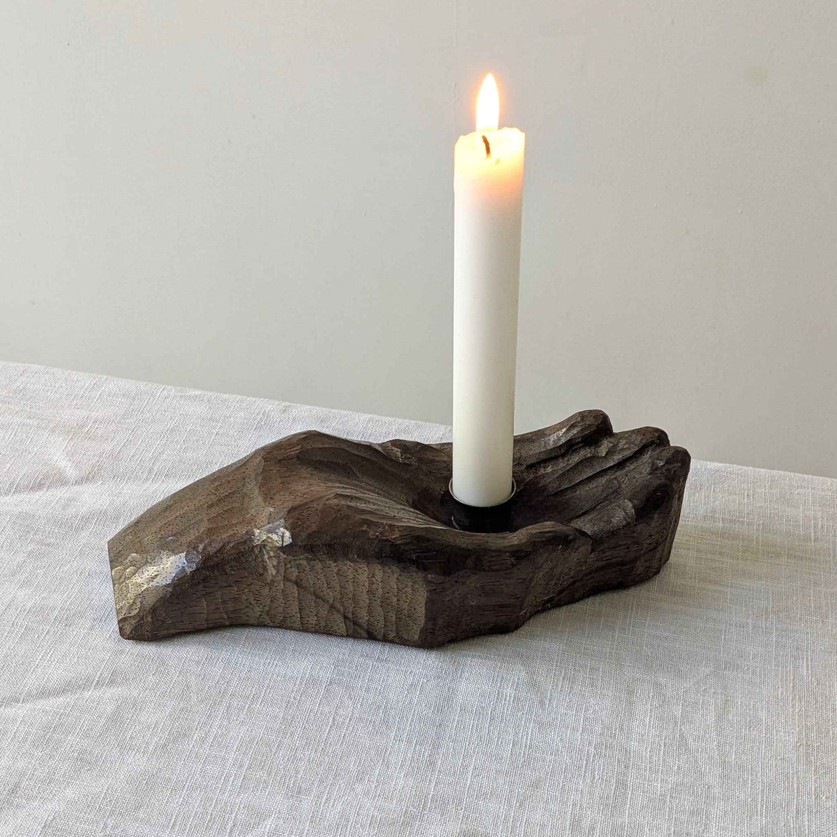 Wooden Hand Candle Holder