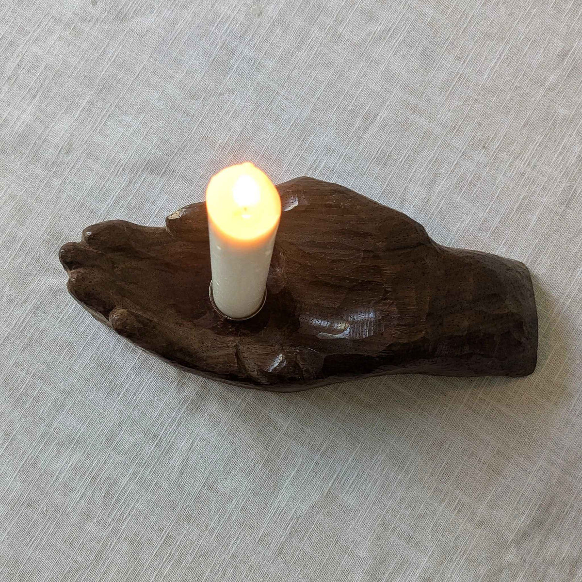 Wooden Hand Candle Holder