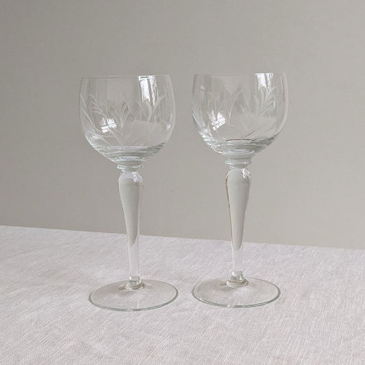 Etched Hock Wine Glasses