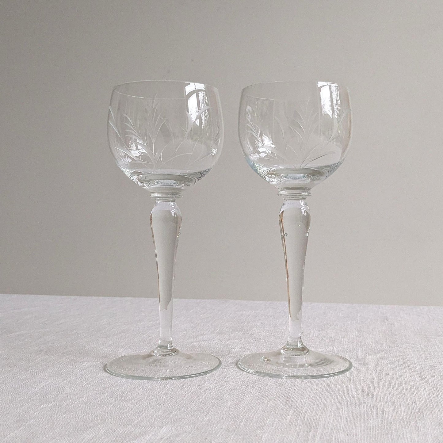 Etched Hock Wine Glasses
