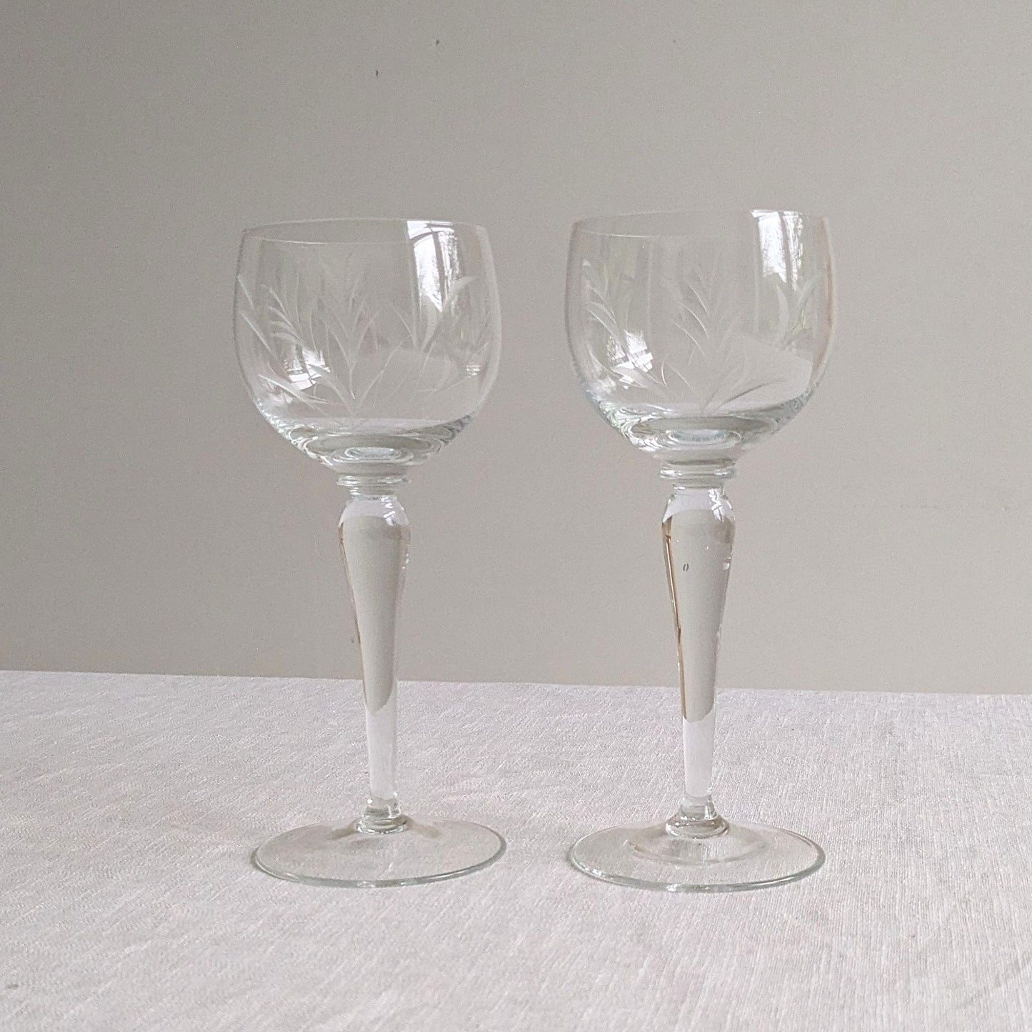 Etched Hock Wine Glasses